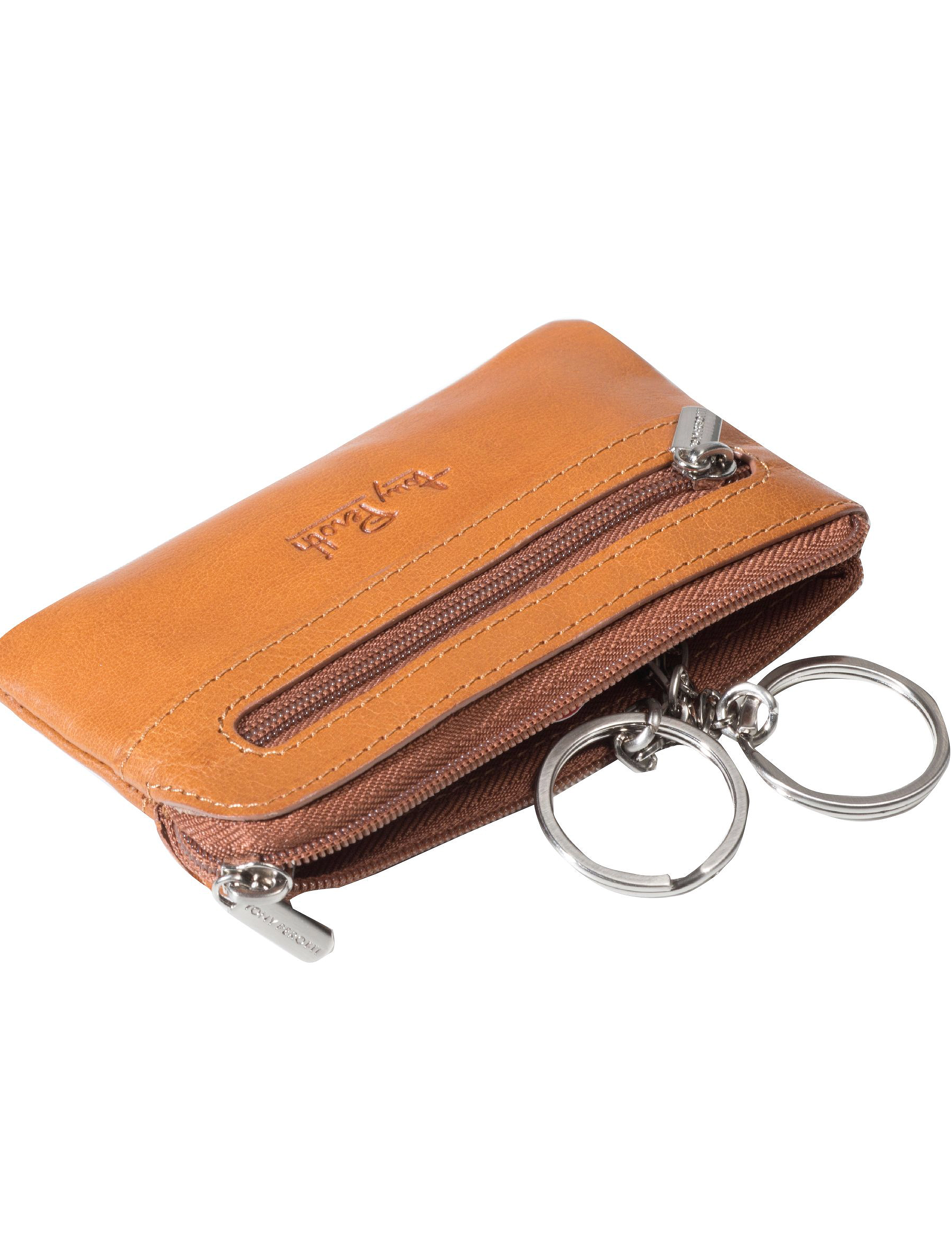 Tony Perotti - Key pouch with zipper and coin pocket - punge - cognac - 3