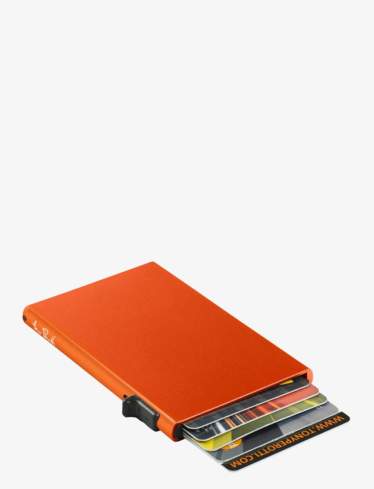 Tony Perotti - Furbo single Aluminum cardholder - wallets & cases - orange - 1