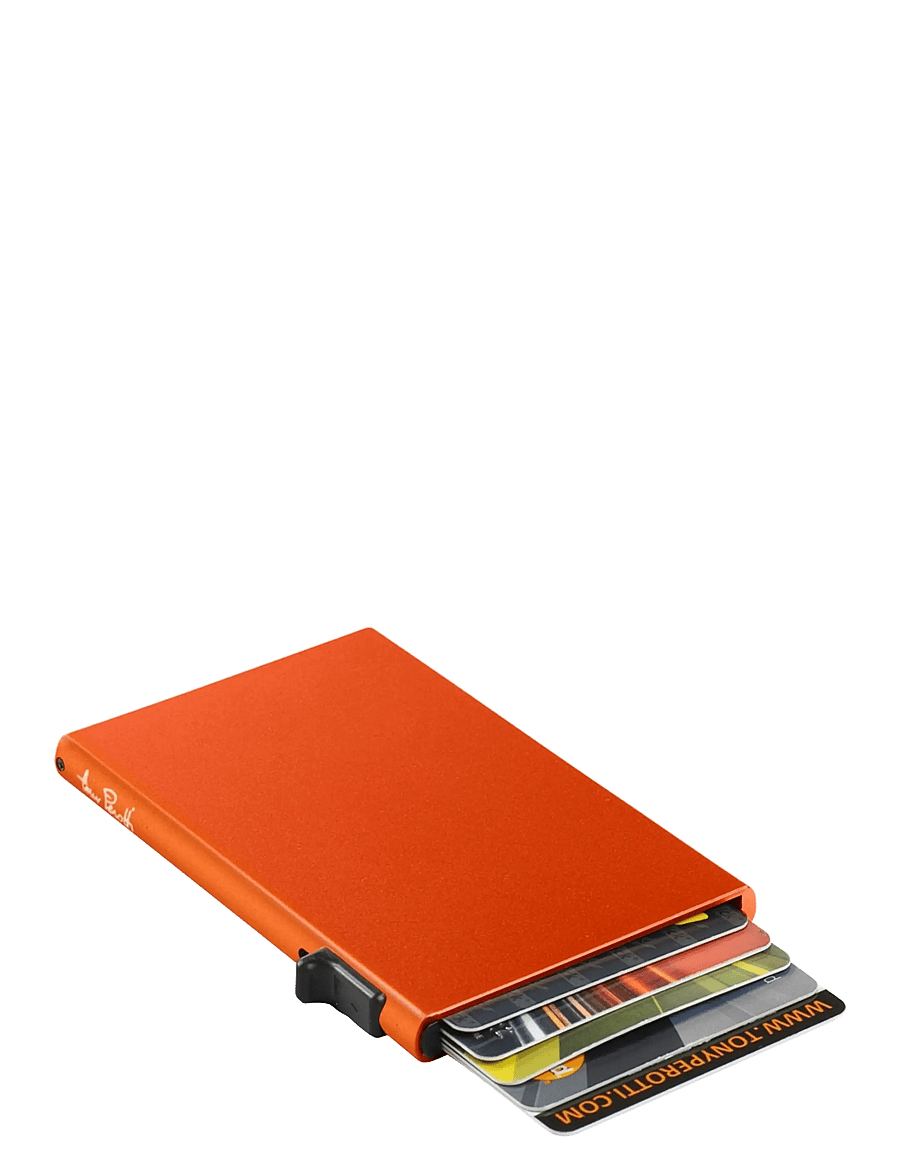 Tony Perotti - Furbo single Aluminum cardholder - wallets & cases - orange - 1