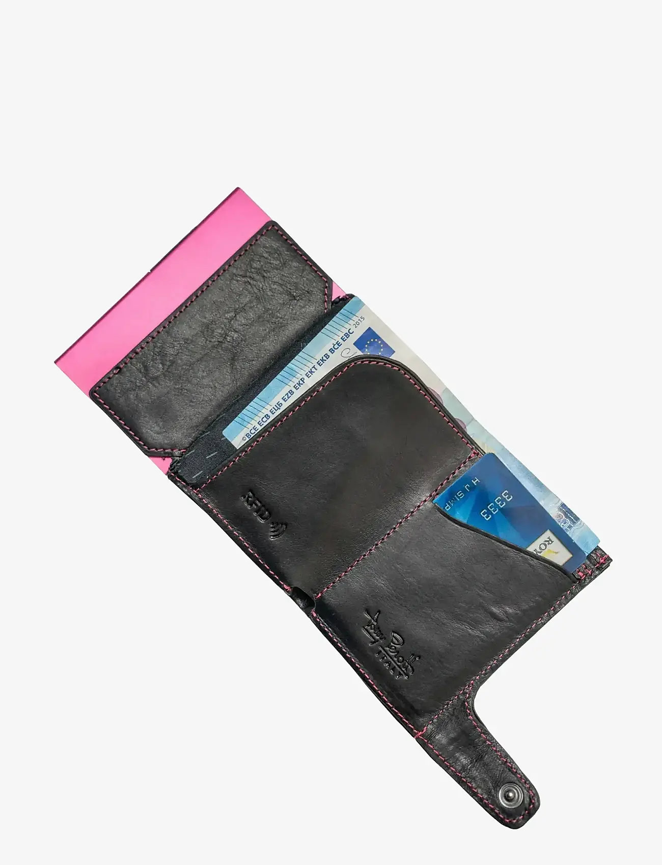 Tony Perotti - Furbo cardholder w/ banknote and coin pocket - wallets & cases - funchsia/schwarz - 5
