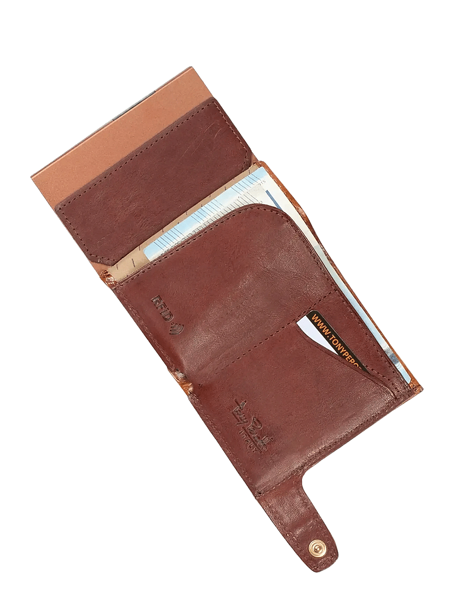 Tony Perotti - Furbo cardholder w/ banknote and coin pocket - wallets & cases - cognac - 2