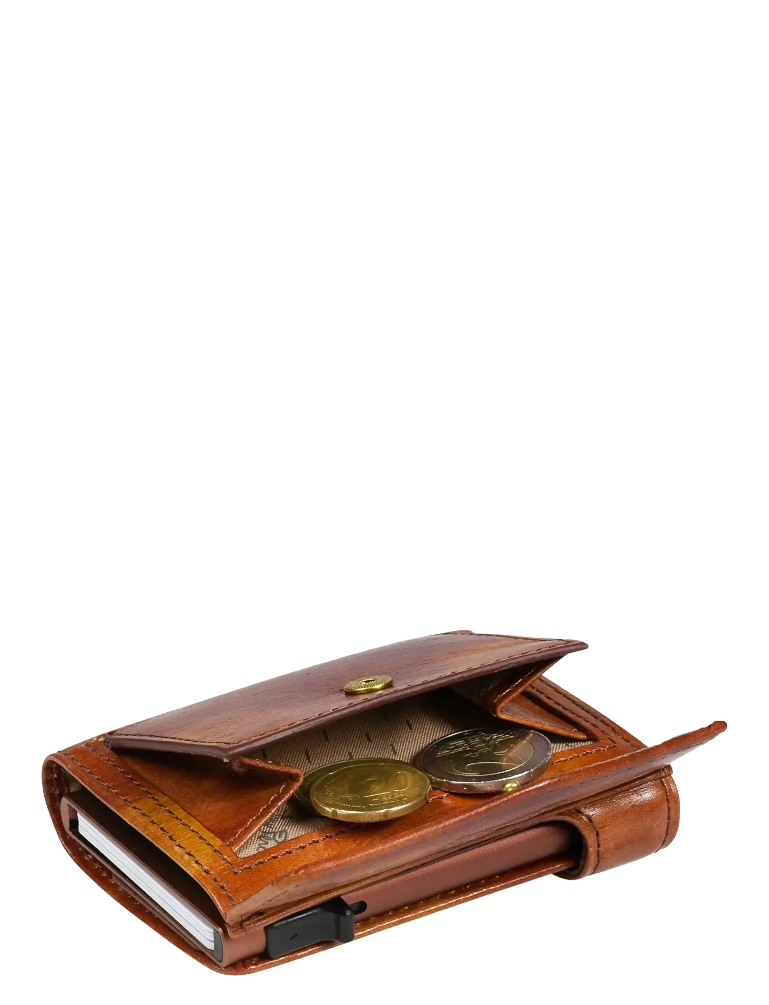 Tony Perotti - Furbo cardholder w/ banknote and coin pocket - wallets & cases - cognac - 4