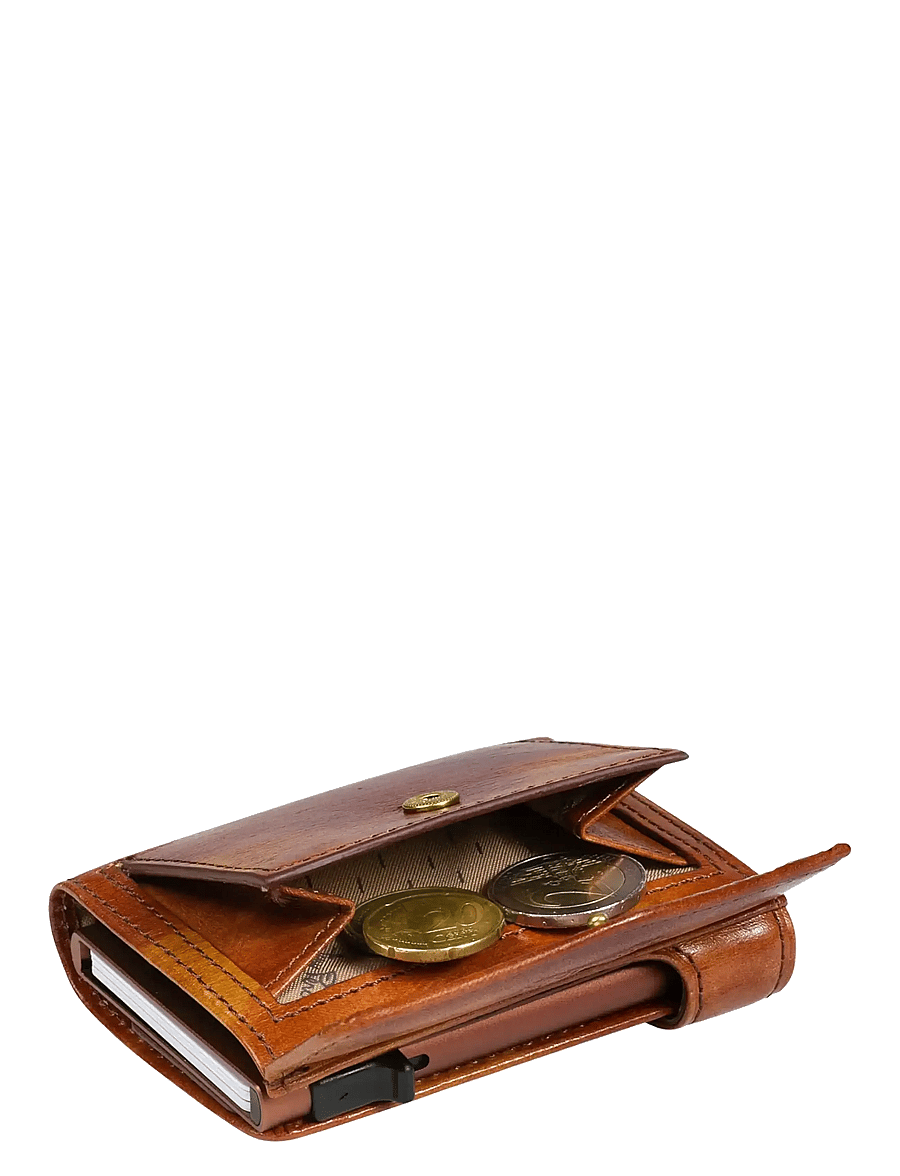 Tony Perotti - Furbo cardholder w/ banknote and coin pocket - wallets & cases - cognac - 4