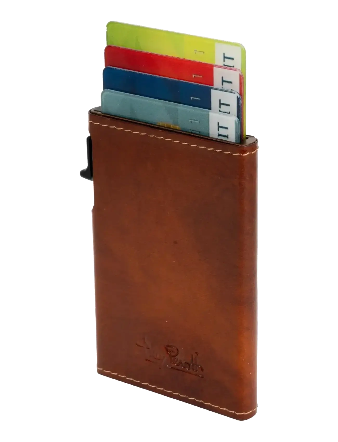 Tony Perotti - Furbo Slim Cardholder with outside card slot - punge - cognac - 1