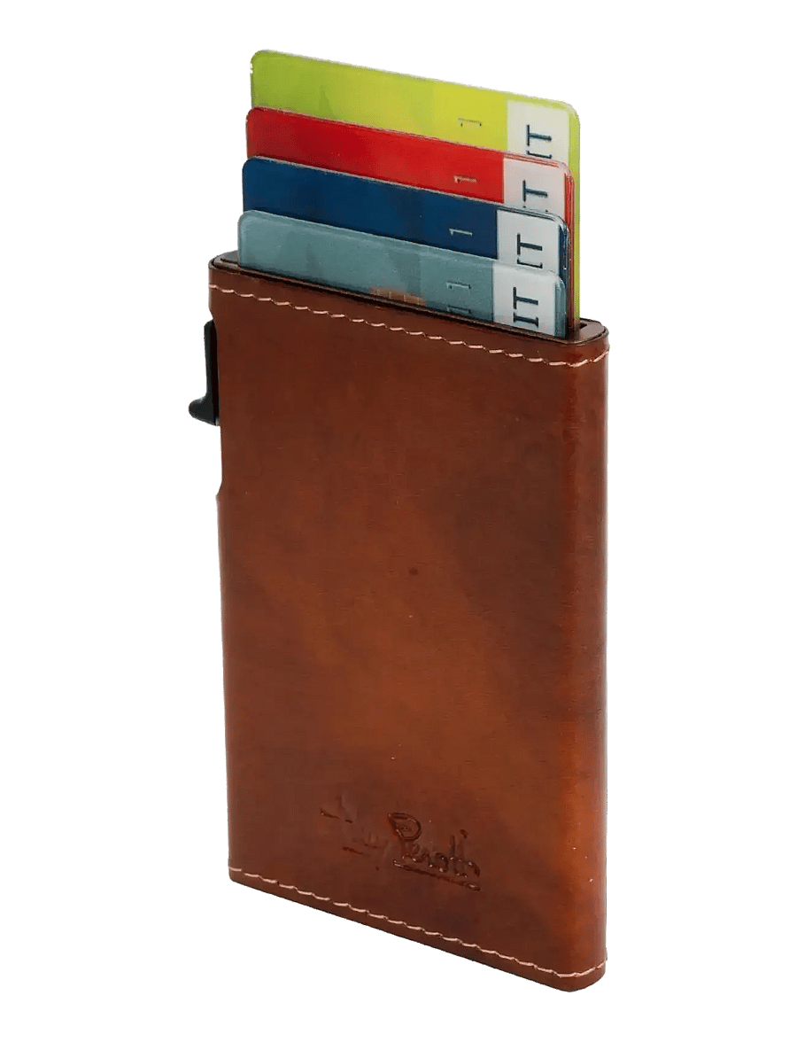 Tony Perotti - Furbo Slim Cardholder with outside card slot - punge - cognac - 1