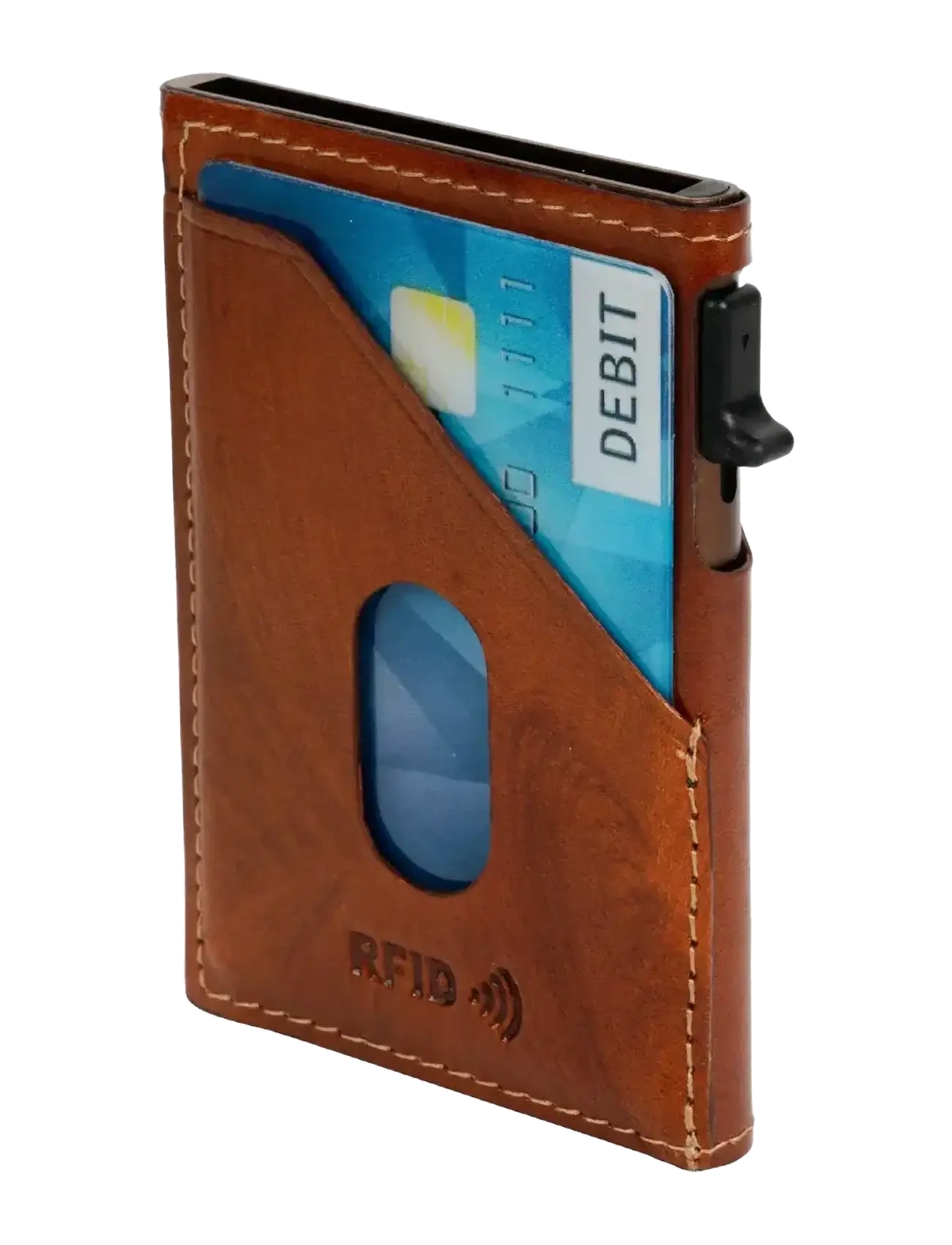 Tony Perotti - Furbo Slim Cardholder with outside card slot - punge - cognac - 2