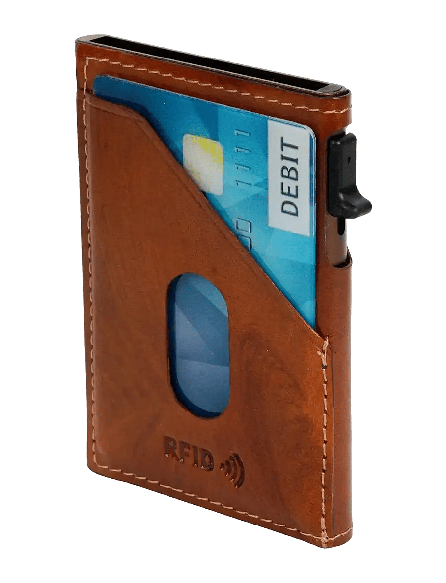 Tony Perotti - Furbo Slim Cardholder with outside card slot - punge - cognac - 2