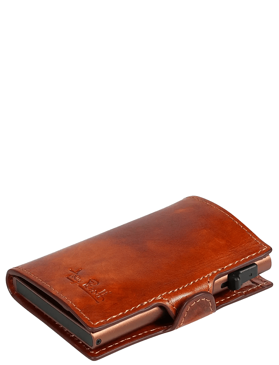 Tony Perotti - Furbo Carbon cardholder w/ banknote pocket - brieftaschen und taschen - cognac - 1