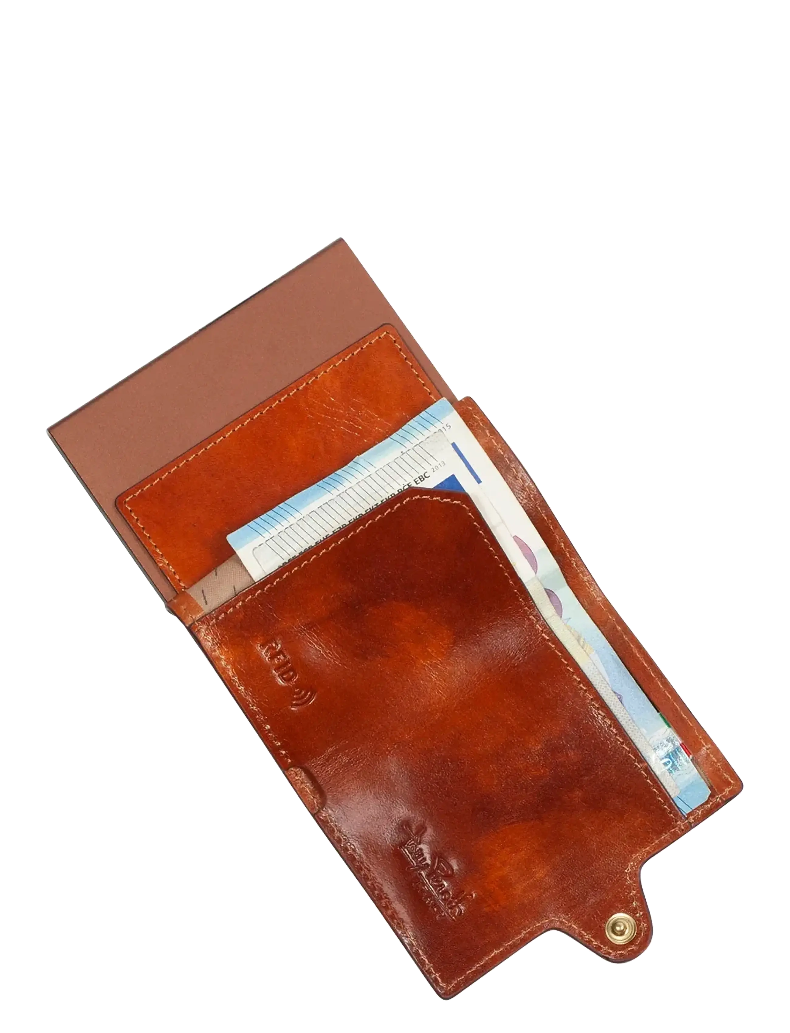 Tony Perotti - Furbo Carbon cardholder w/ banknote pocket - brieftaschen und taschen - cognac - 2