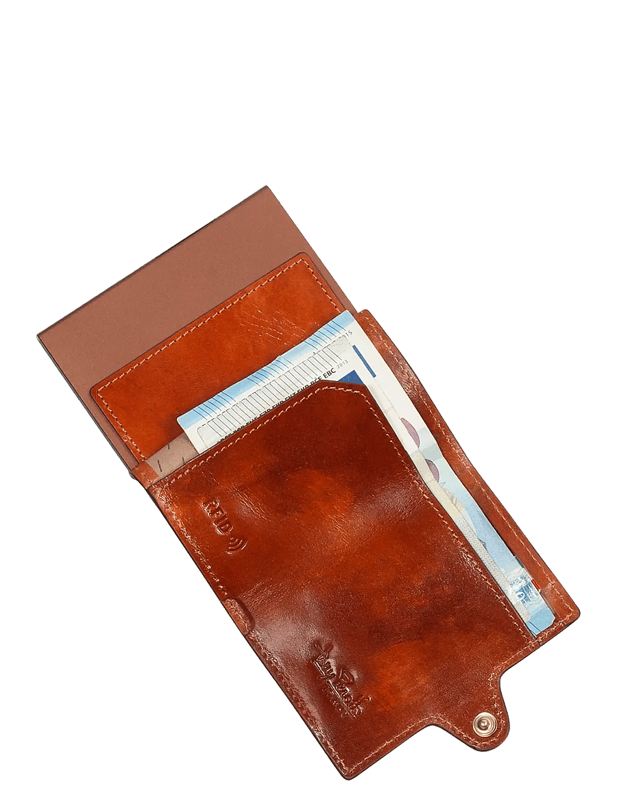 Tony Perotti - Furbo Carbon cardholder w/ banknote pocket - brieftaschen und taschen - cognac - 2