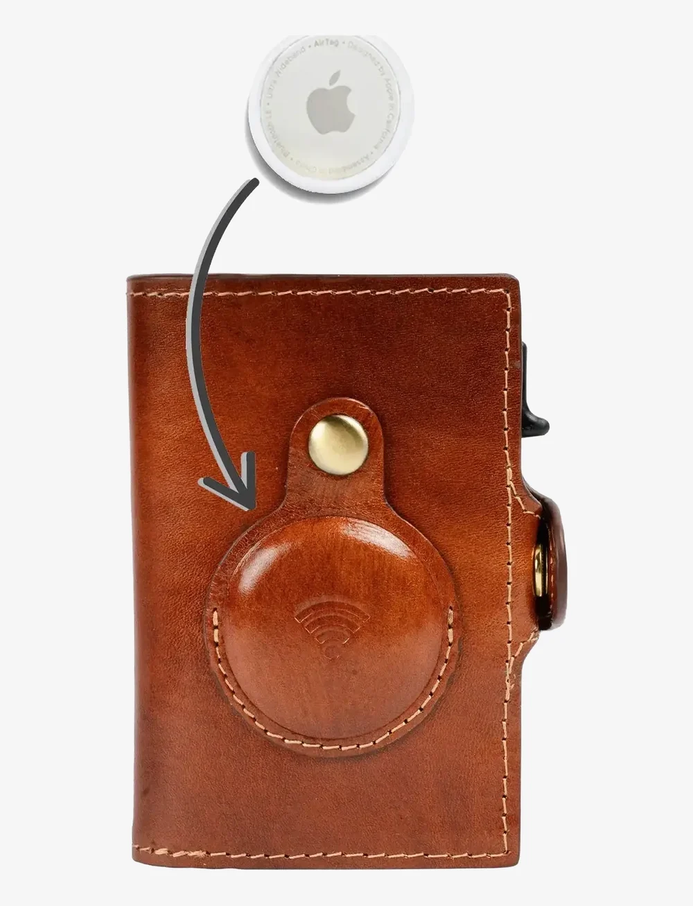 Tony Perotti - Furbo cardholder w/ AirTag - portemonnees en koffers - cognac - 5