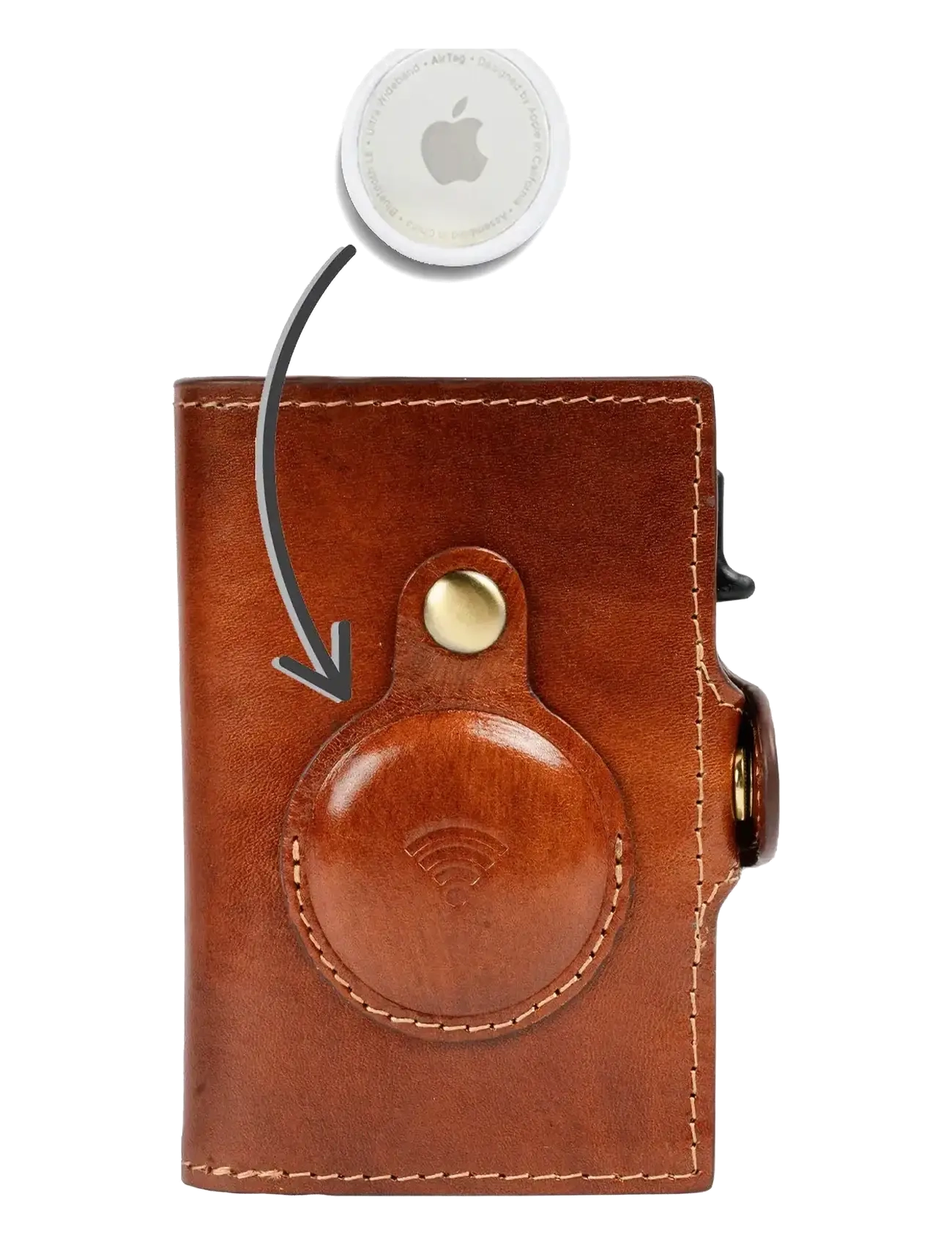 Tony Perotti - Furbo cardholder w/ AirTag - lompakot ja kotelot - cognac - 5