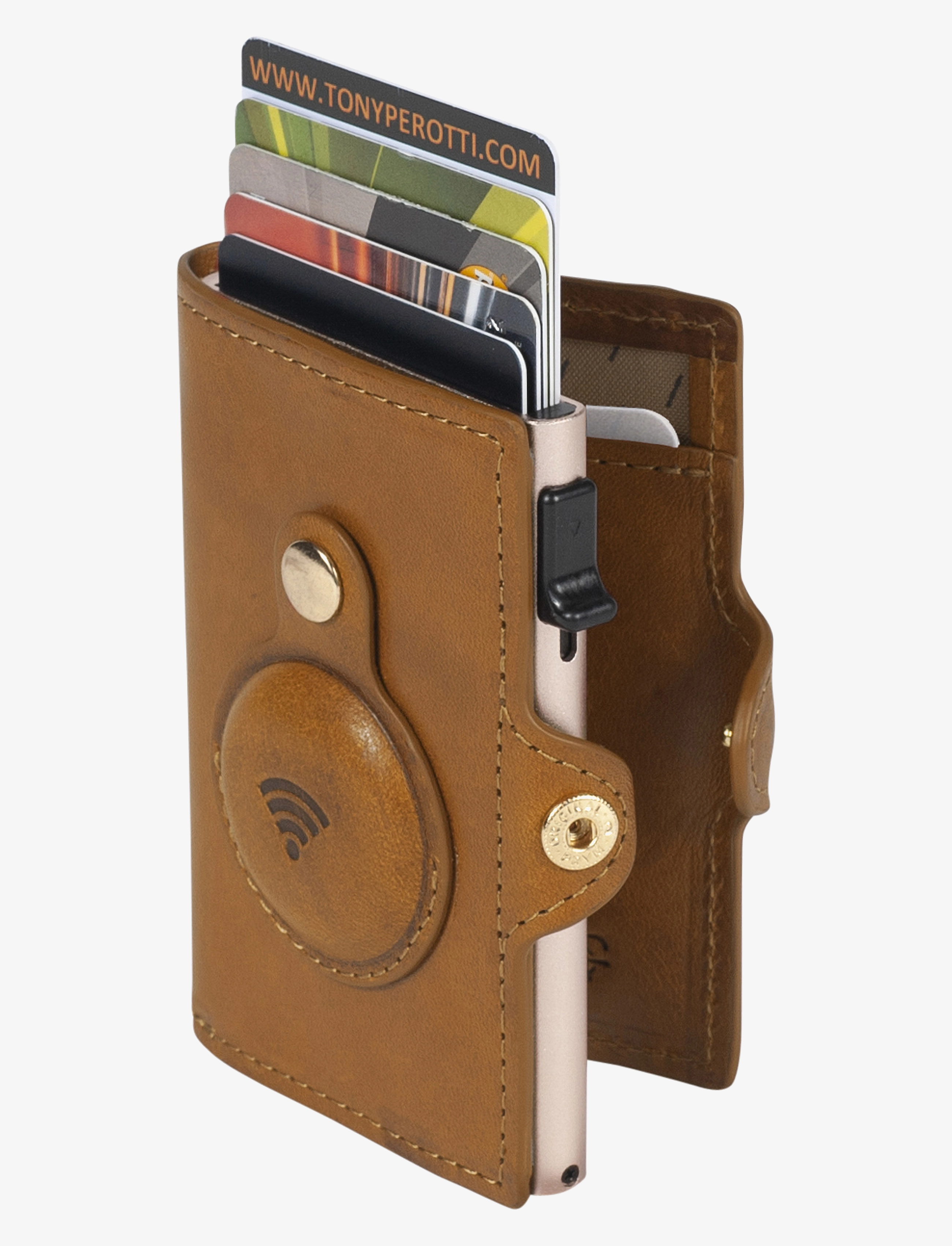 Tony Perotti Furbo Cardholder W/ Airtag, Mænd, AirTag Kortholder, Brun, Str: 7.3X2.5X10CM