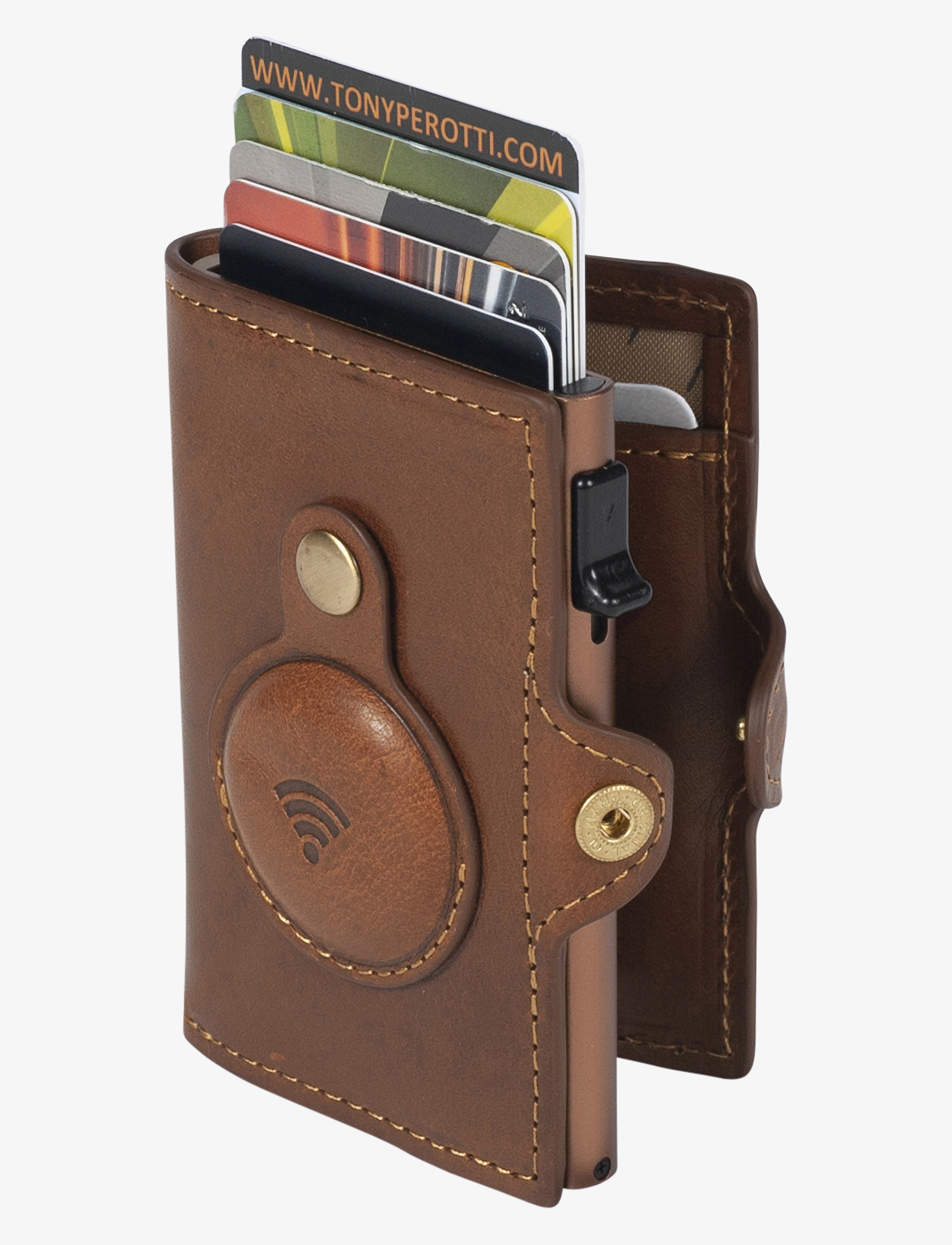 Tony Perotti Furbo Cardholder W/ Airtag, Mænd, AirTag Kortholder, Brun, Str: 7.3X2.5X10CM
