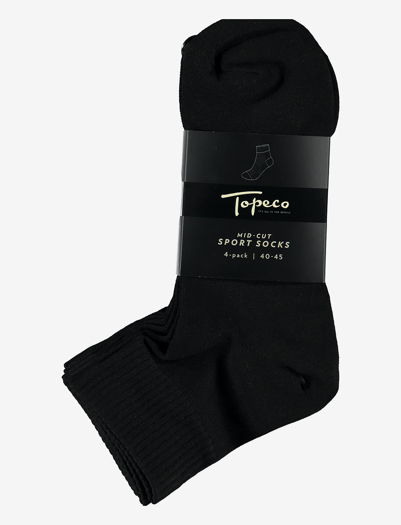 TOPECO - SPORT SOCKS, MID-CUT 4-P, WHITE 40/45 - lowest prices - 01 - 0