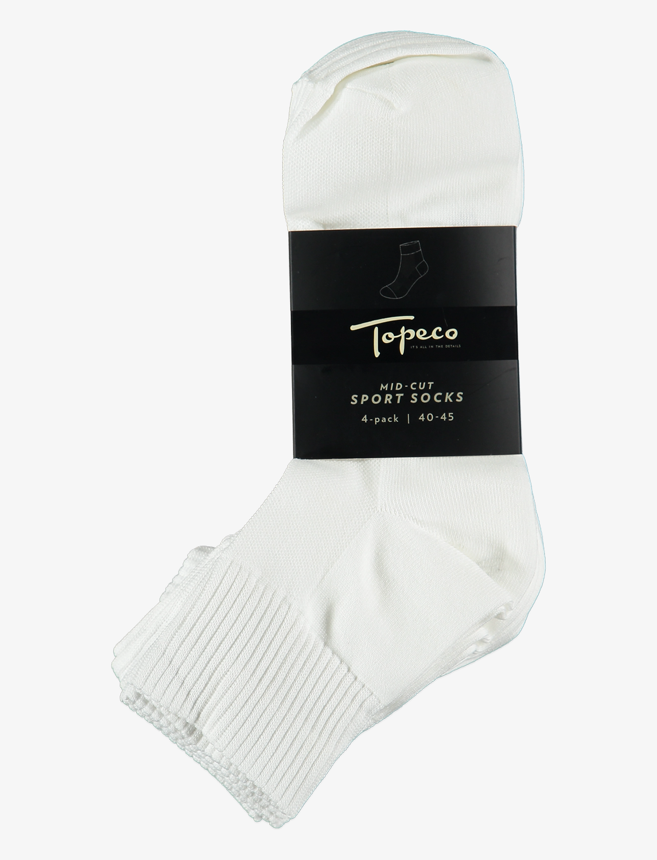 TOPECO - SPORT SOCKS, MID-CUT 4-P, WHITE 40/45 - crew-socken - 02 - 1
