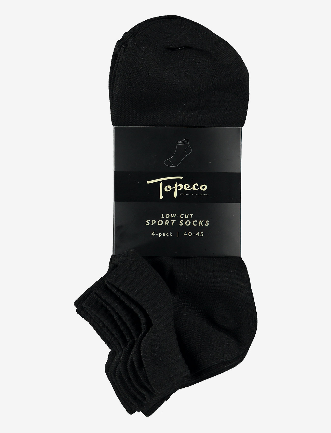 TOPECO - SPORT SOCKS, LOW-CUT 4-P, WHITE 40/45 - sokker - 01 - 1