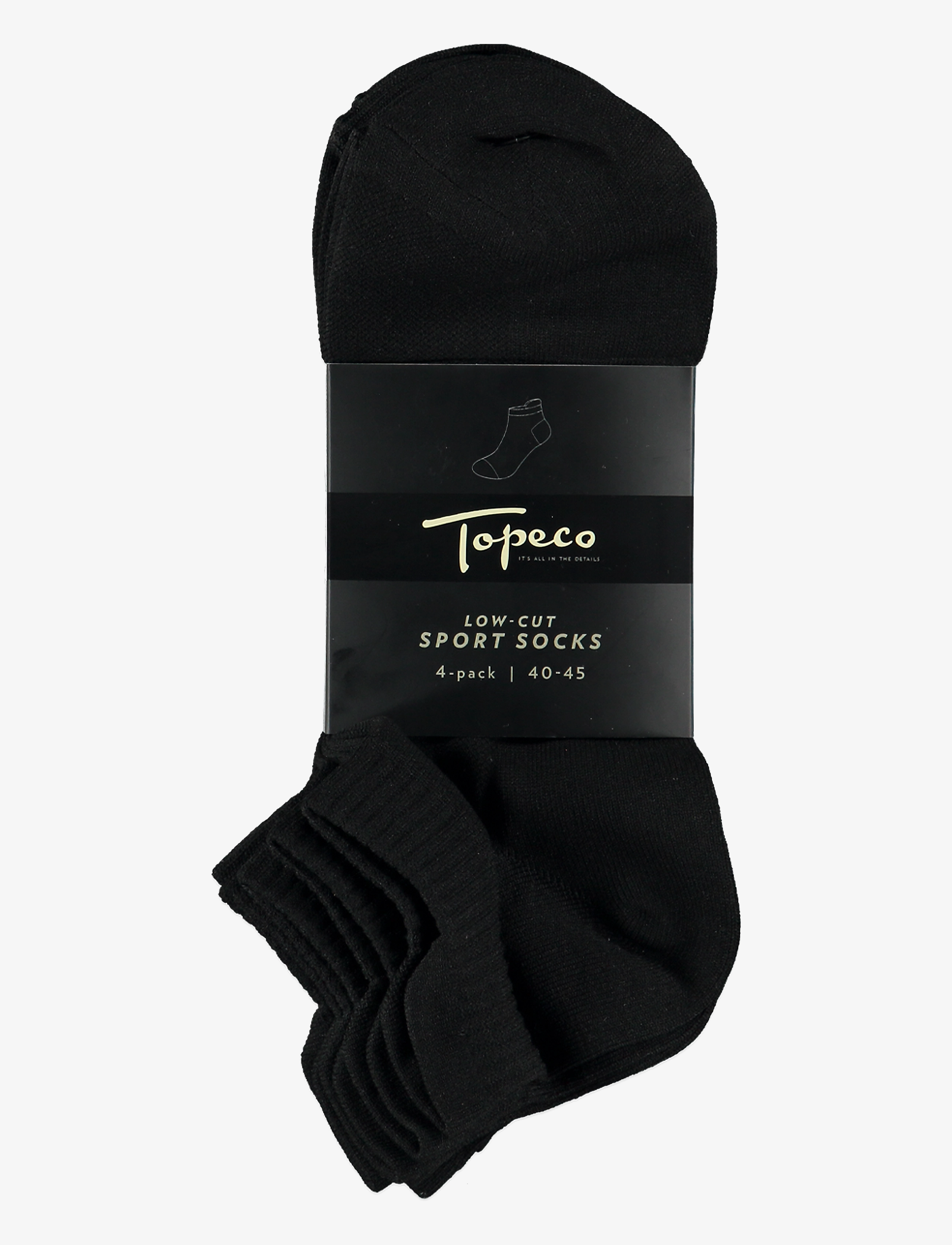 TOPECO SPORT SOCKS, LOW-CUT 4-P, BLACK 40/45 - Strømper - 01 / black