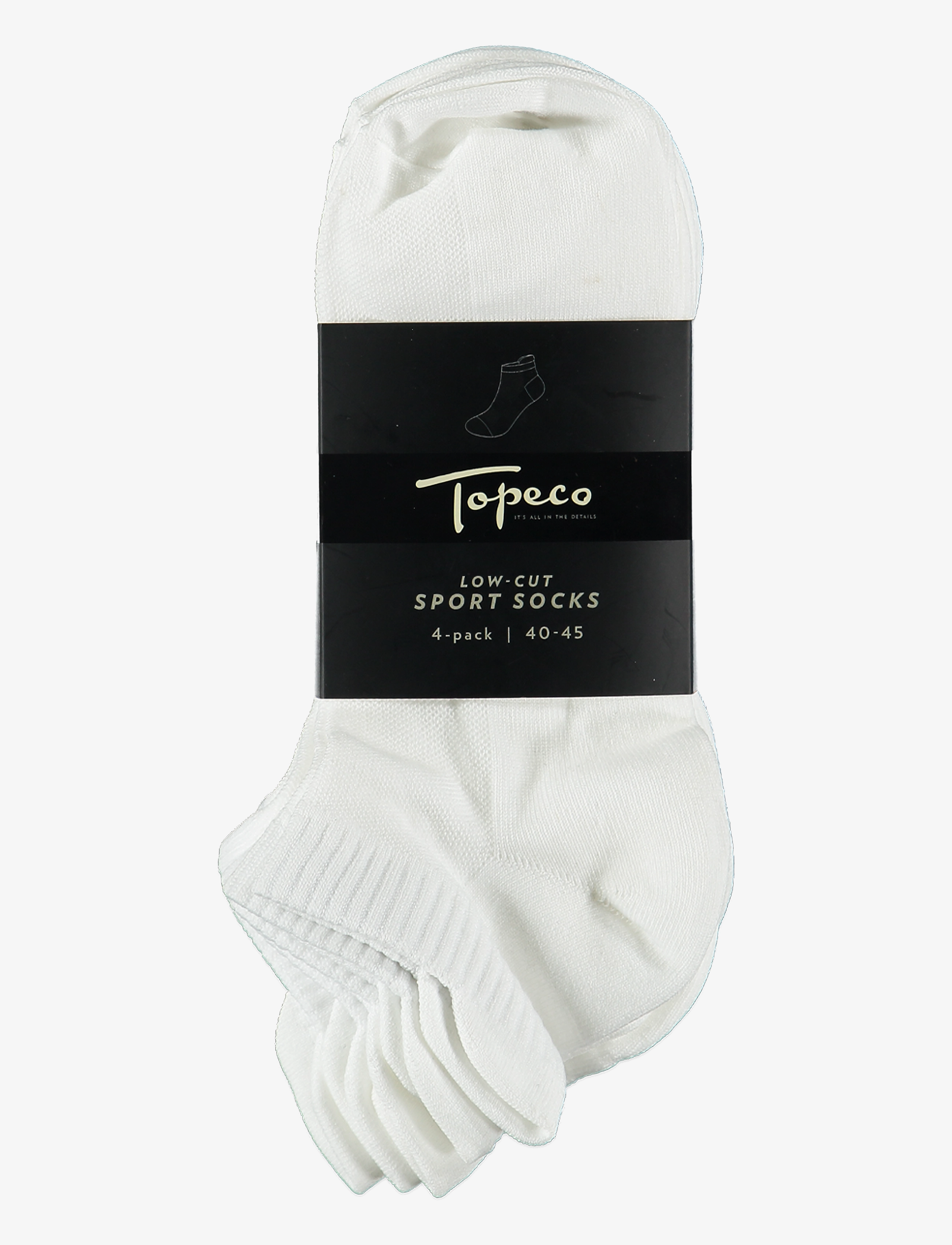 TOPECO SPORT SOCKS, LOW-CUT 4-P, BLACK 40/45 - Strømper - 02 / white