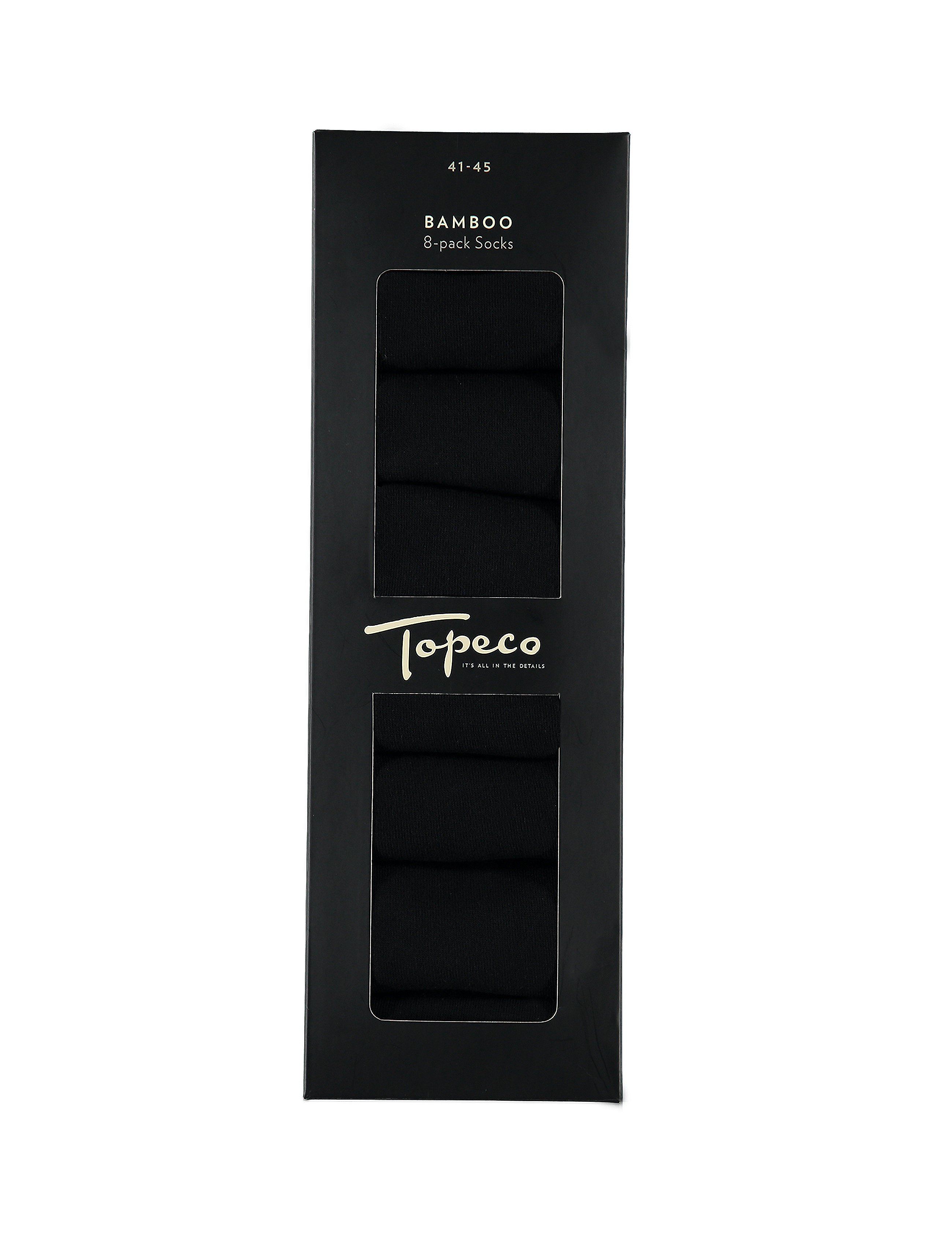 TOPECO Socks 8-P, 41-45, Black, Sokker > Almindelige Sokker, Herre