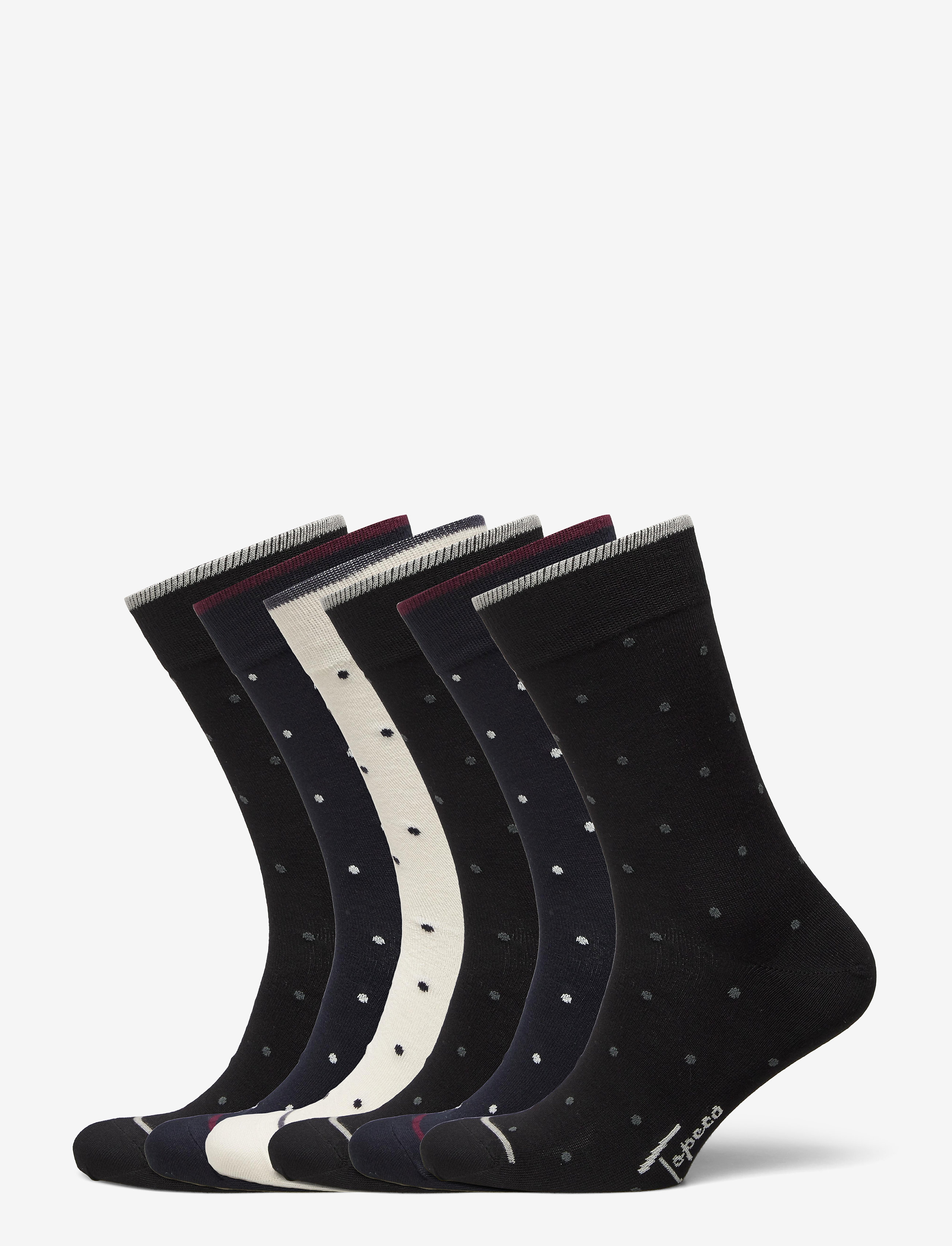 TOPECO SOCKS 6-P, BAMBOO, MULTI DOTS 115A23 6 PC/PACK - TOPECO - MULTI / black