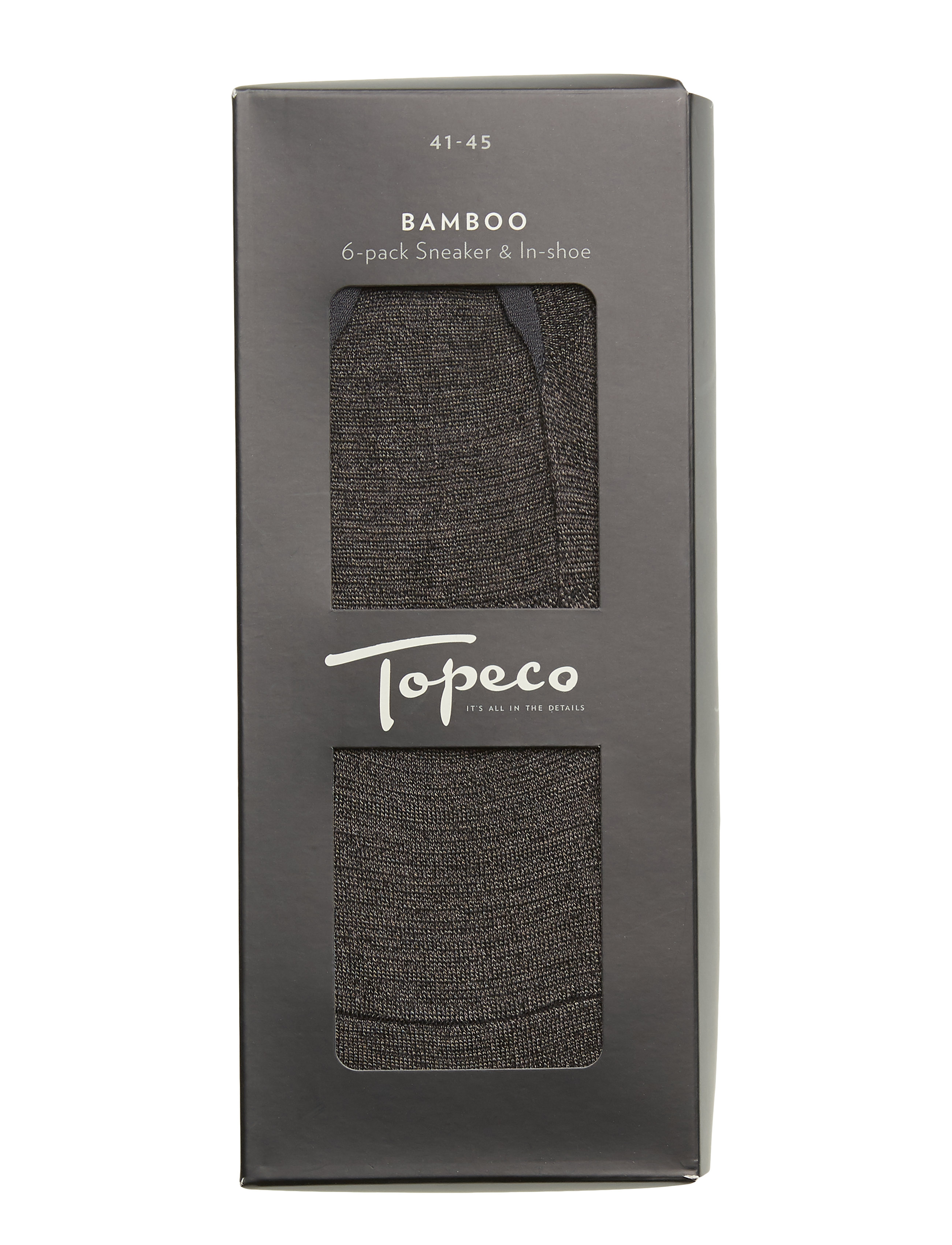 TOPECO Sneakers, 6-P Bamboo, 41-45, Black, Sokker > Ankelstrømper, Herre