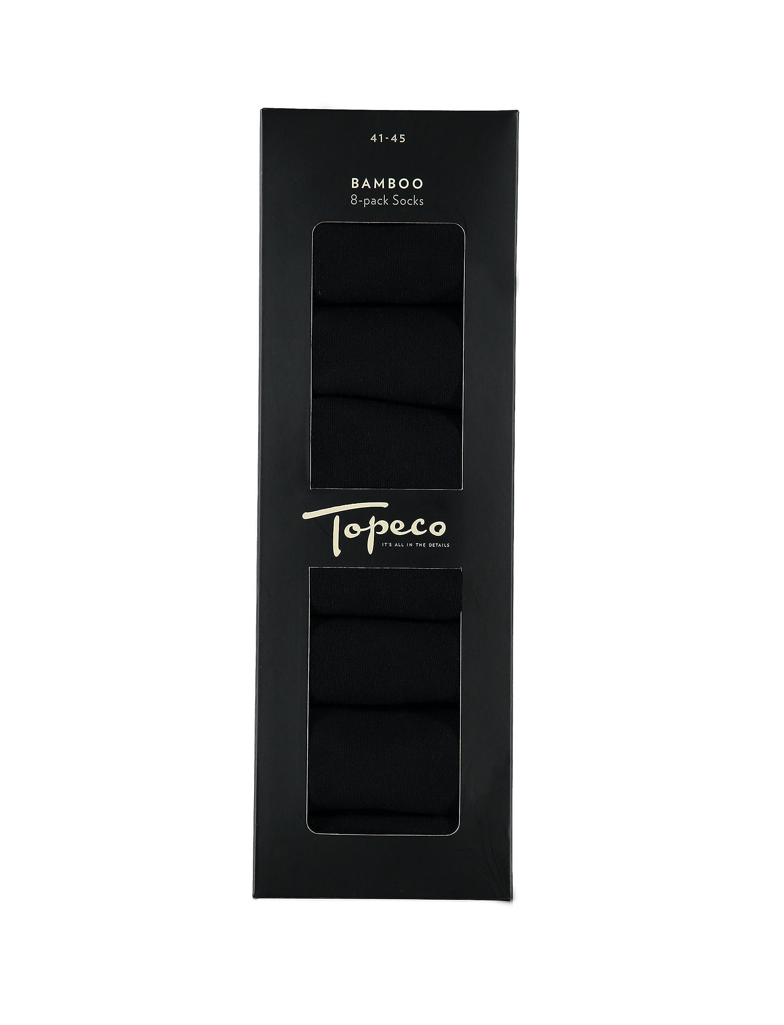 TOPECO Socks 8-P Bamboo, 41-45, Black, Sokker > Almindelige Sokker, Herre