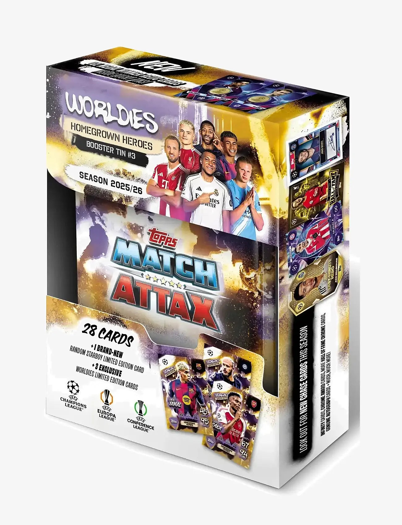 match attax extra booster box 2025-26 TOPPS MATCH ATTAX EXTRA CHAMPIONS LEAGUE CARDS – MEGA TIN –  FootZone Soccer main image 1