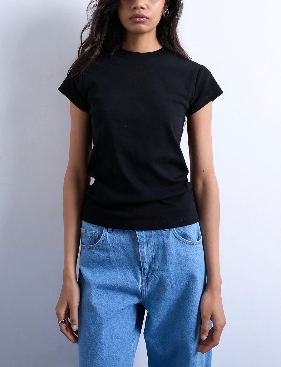 Topshop - TSEVERYDAY SS TOP JRS NOOS - t-shirts - black - 4