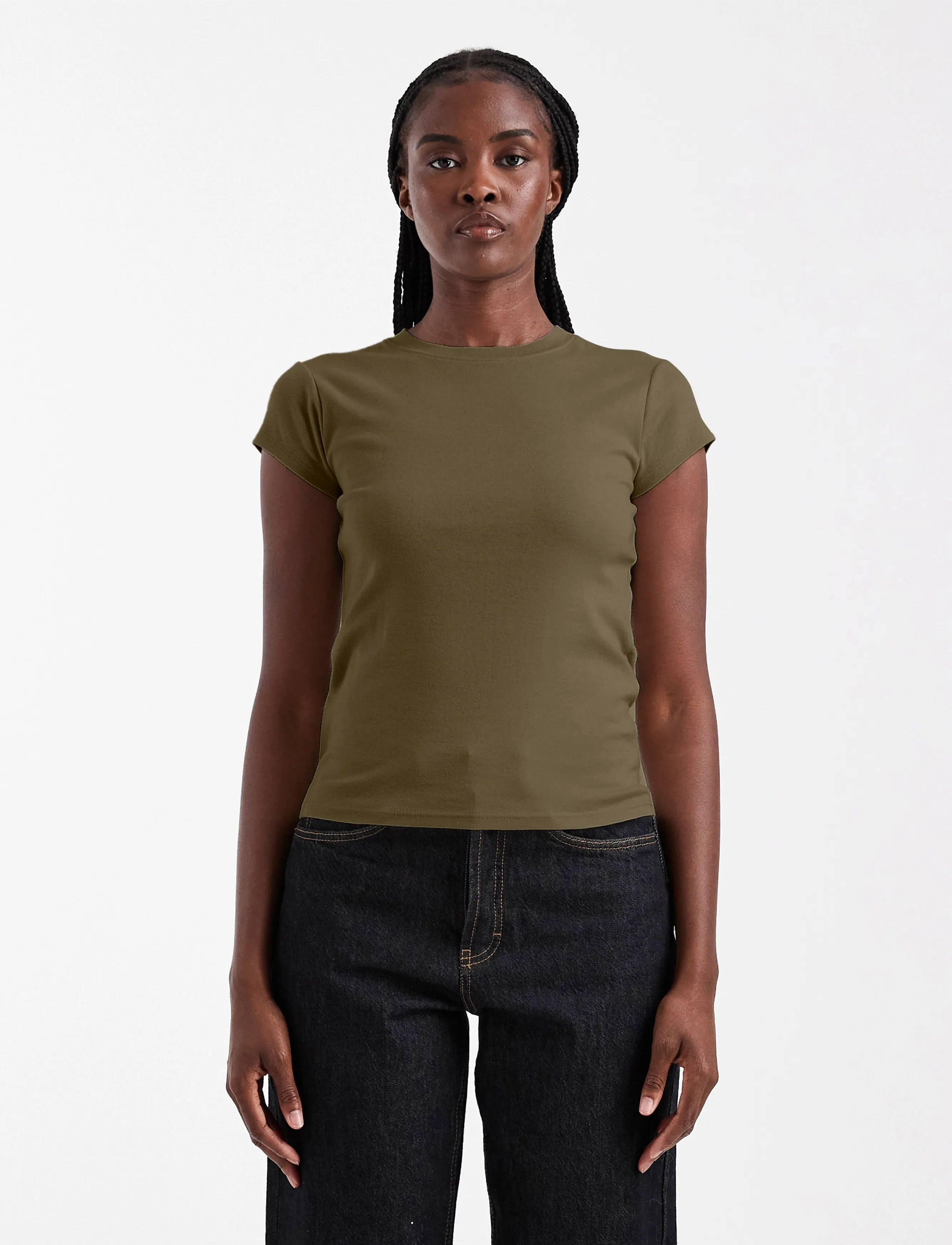 Topshop TSEVERYDAY SS TOP JRS NOOS - T-shirts - KHAKI / khaki/green