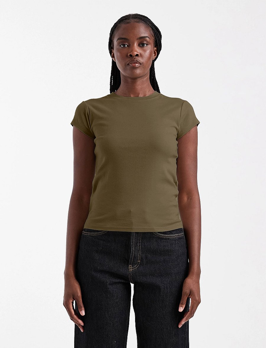 Topshop - TSEVERYDAY SS TOP JRS NOOS - t-shirts - khaki - 0