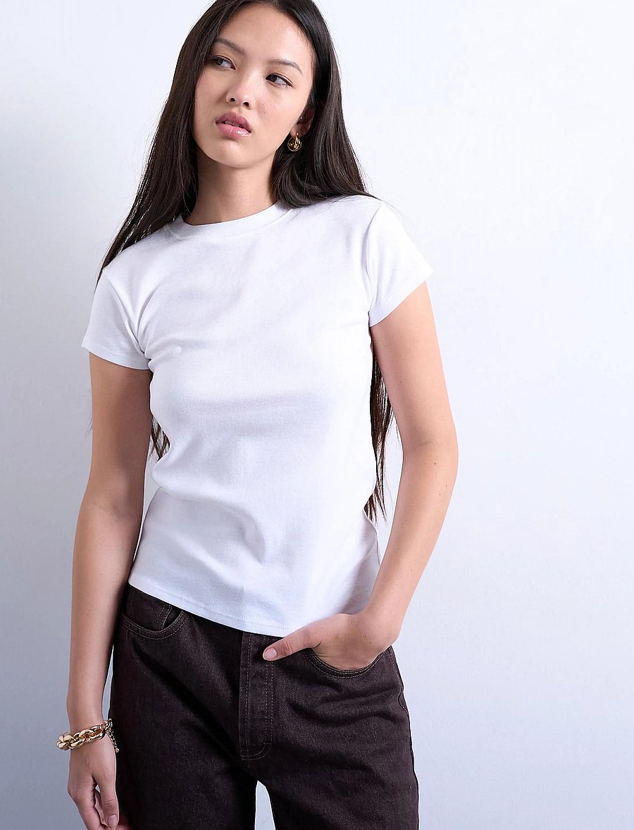 Topshop - TSEVERYDAY SS TOP JRS NOOS - t-shirts - snow white - 0
