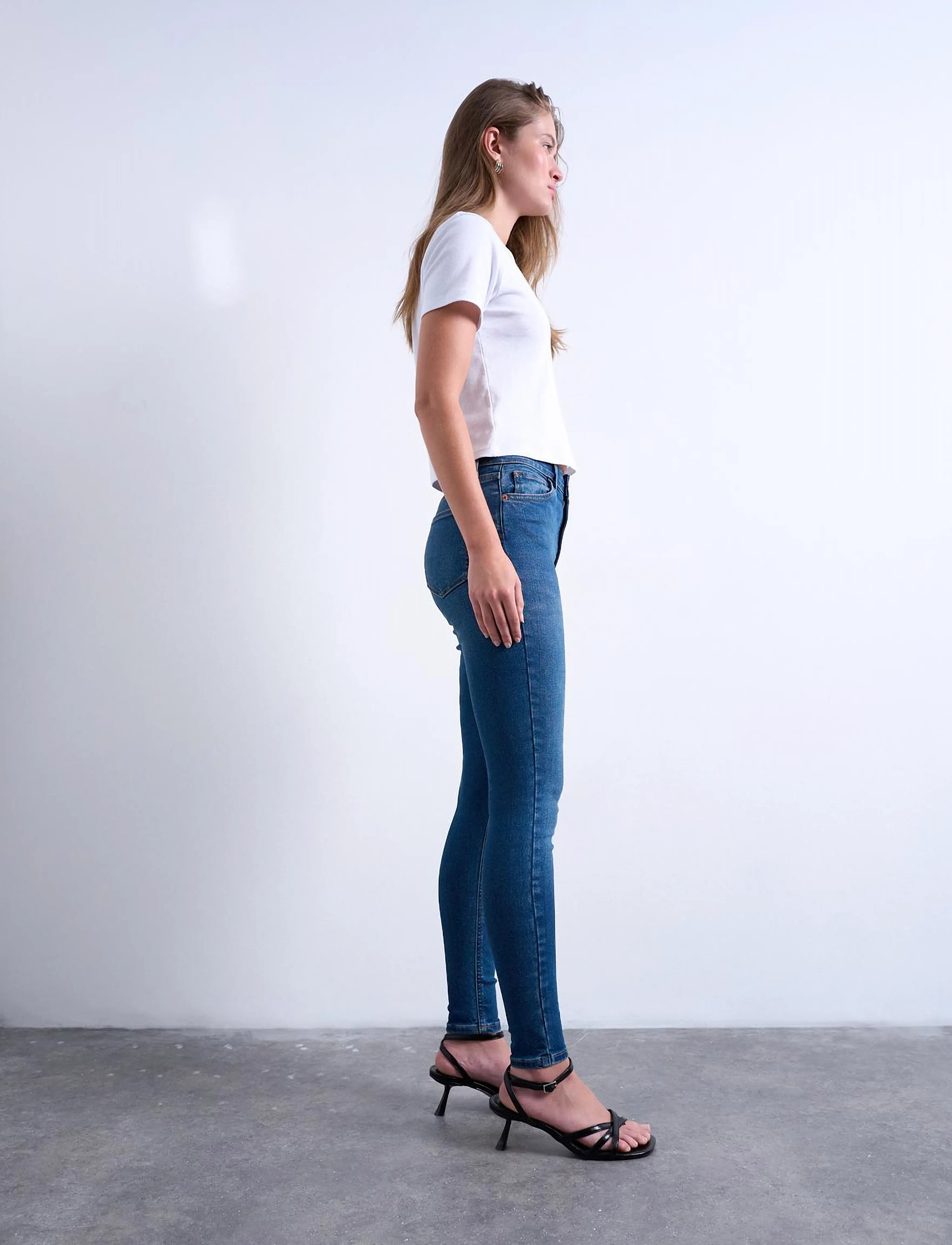 Topshop TSJAMIE HR SLIM DNM JEANS MB NOOS - Slim-Fit-Jeans - MEDIUM BLUE DENIM / blue