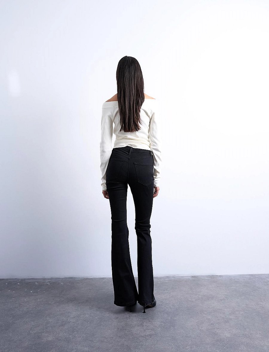 Topshop - TSJAMIE HR FLARE DNM JEANS BL NOOS - utsvängda jeans - black denim - 3