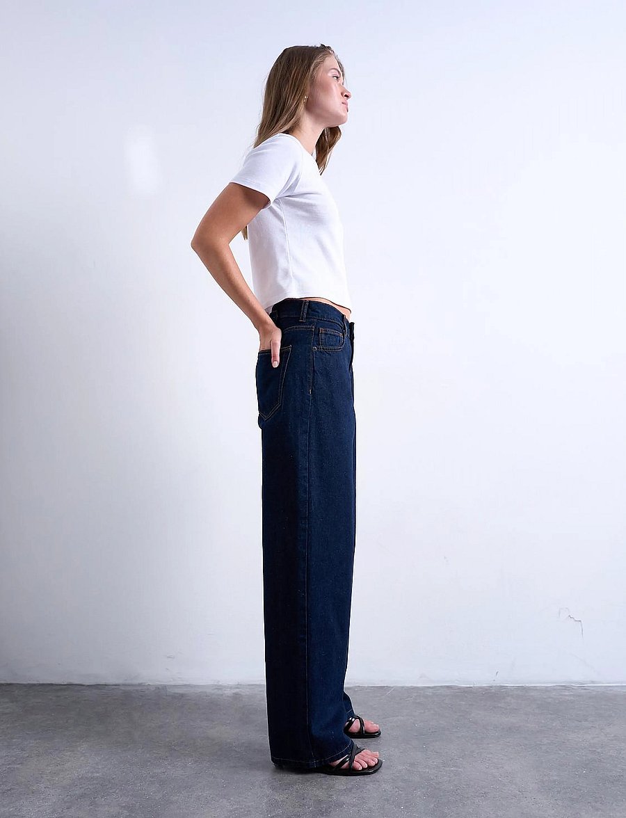 Topshop - TSCINCH LR WIDE DNM JEANS DB NOOS - laia säärega teksad - dark blue denim - 0