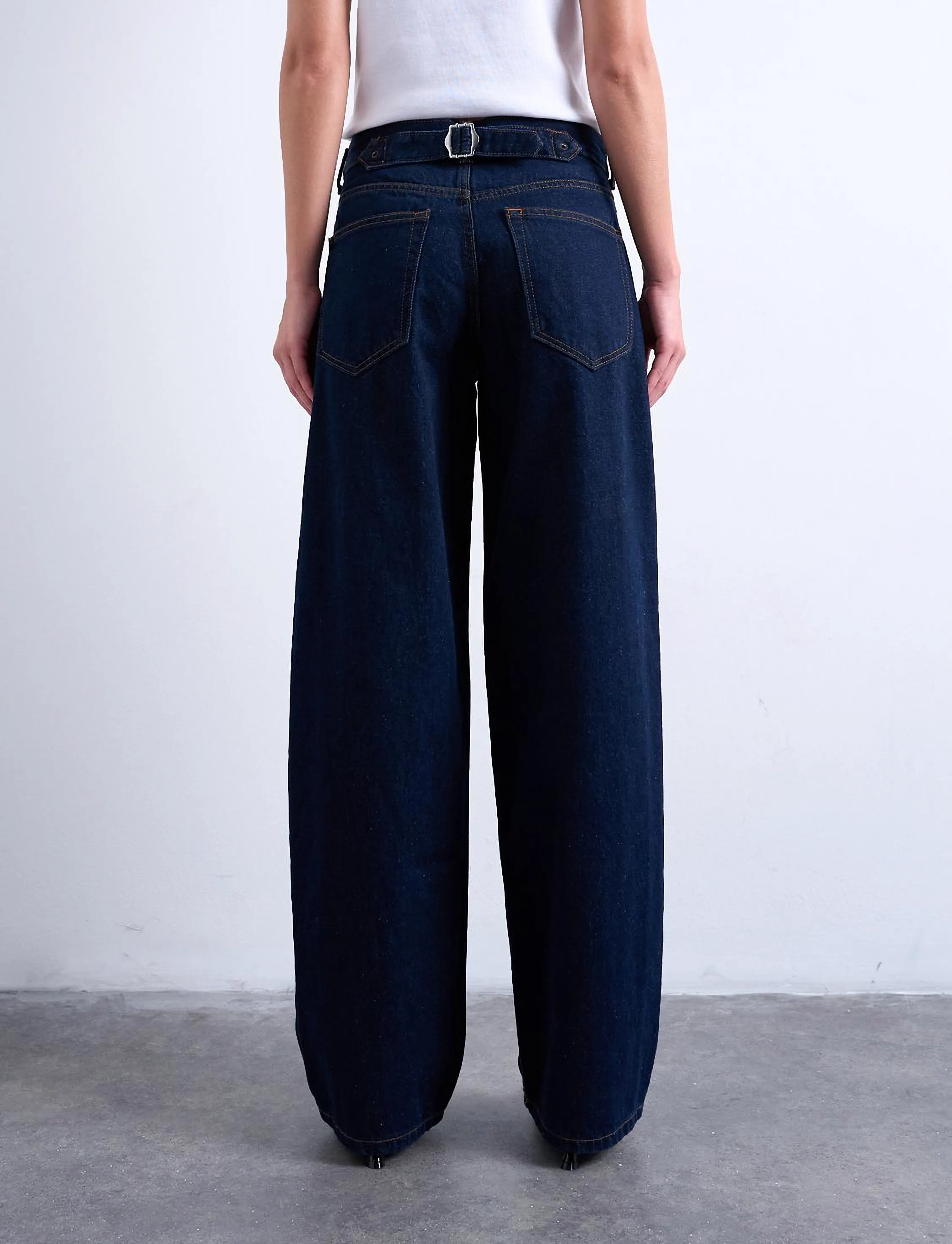Topshop - TSCINCH LR WIDE DNM JEANS DB NOOS - wide leg jeans - dark blue denim - 4