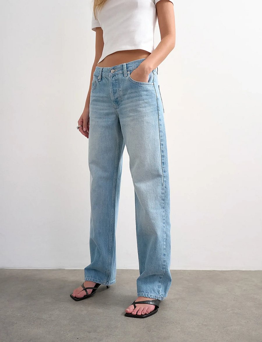 Topshop - TSEMBER LR WIDE DNM JEANS LB NOOS - vida jeans - light blue denim - 4