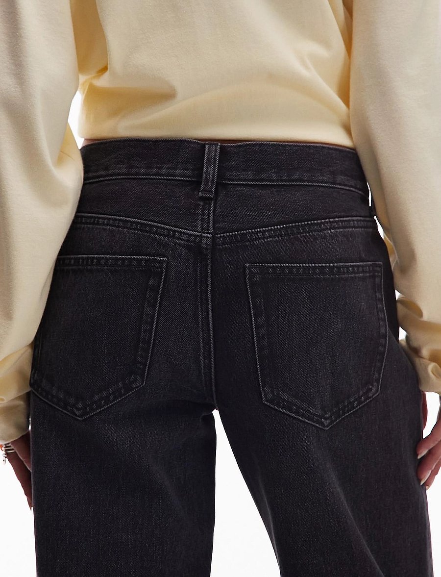 Topshop - TSEMBER LR WIDE DNM JEANS BLW NOOS - laia säärega teksad - black denim - 4