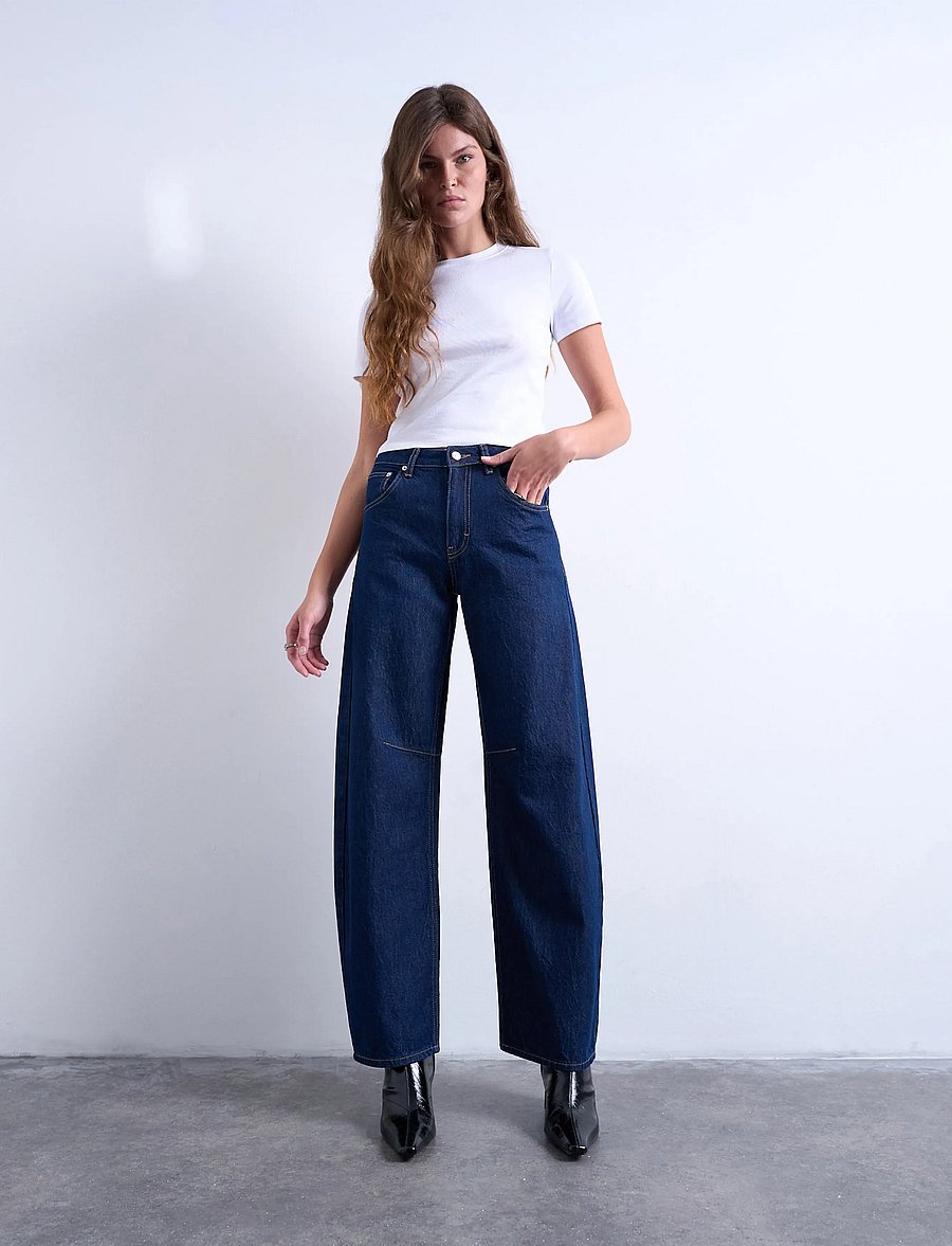 Topshop - TSBARREL HR DENIM JEANS DB NOOS - barrel jeans - dark blue denim - 0