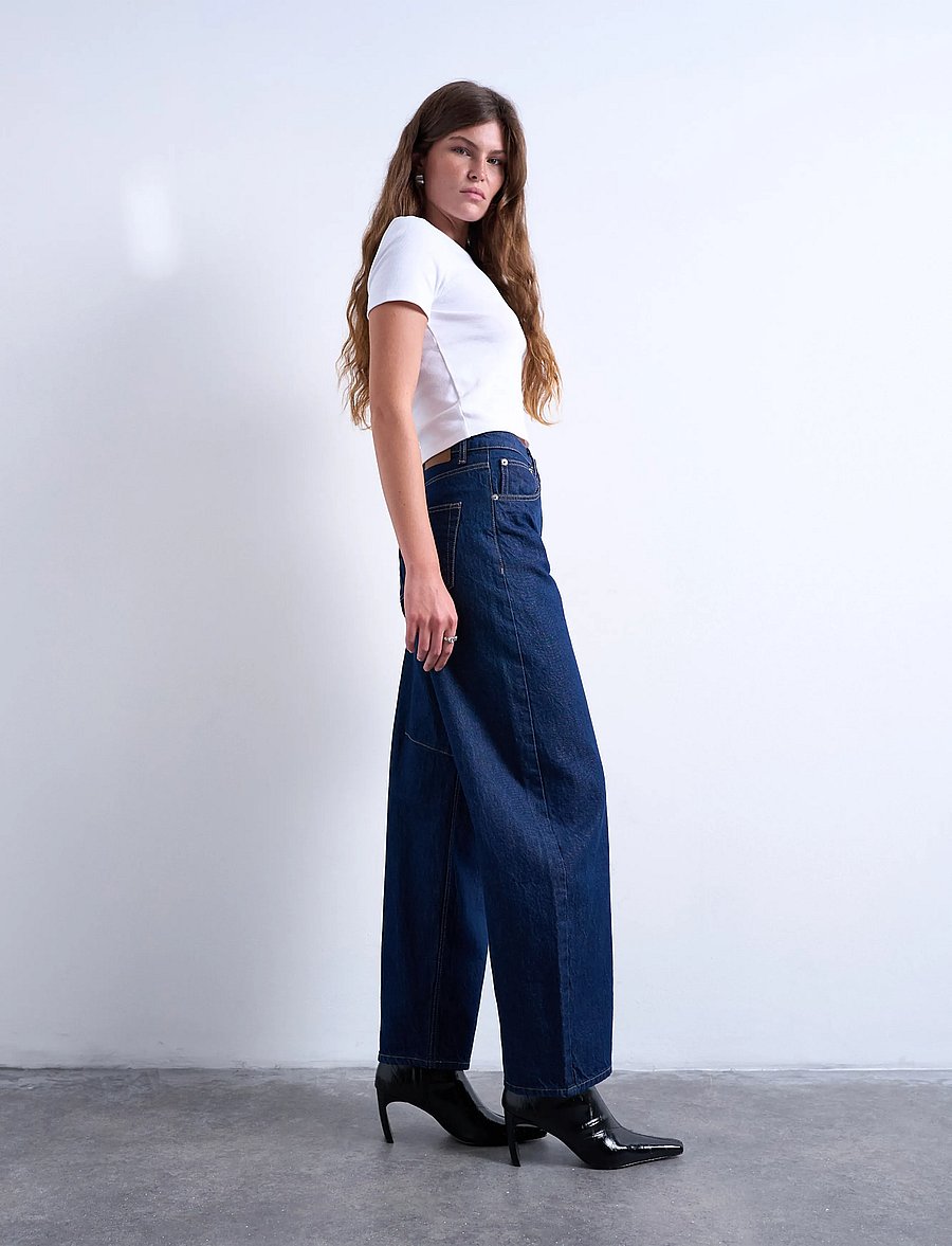 Topshop - TSBARREL HR DENIM JEANS DB NOOS - barrel jeans - dark blue denim - 4