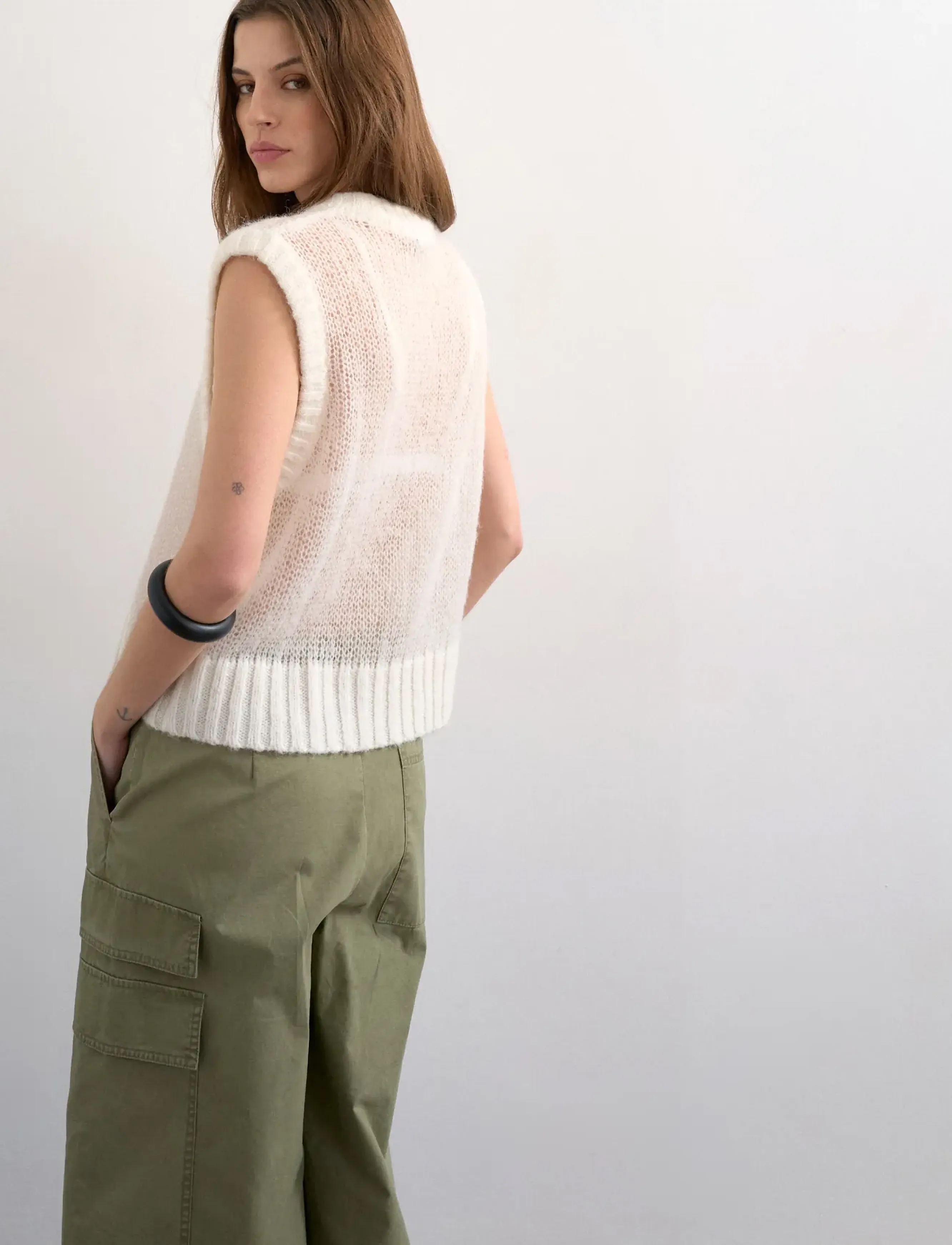 Topshop - TSJOSEPHINE EMB. SL O-NECK VEST - herbstliche kleidung - pearled ivory - 3