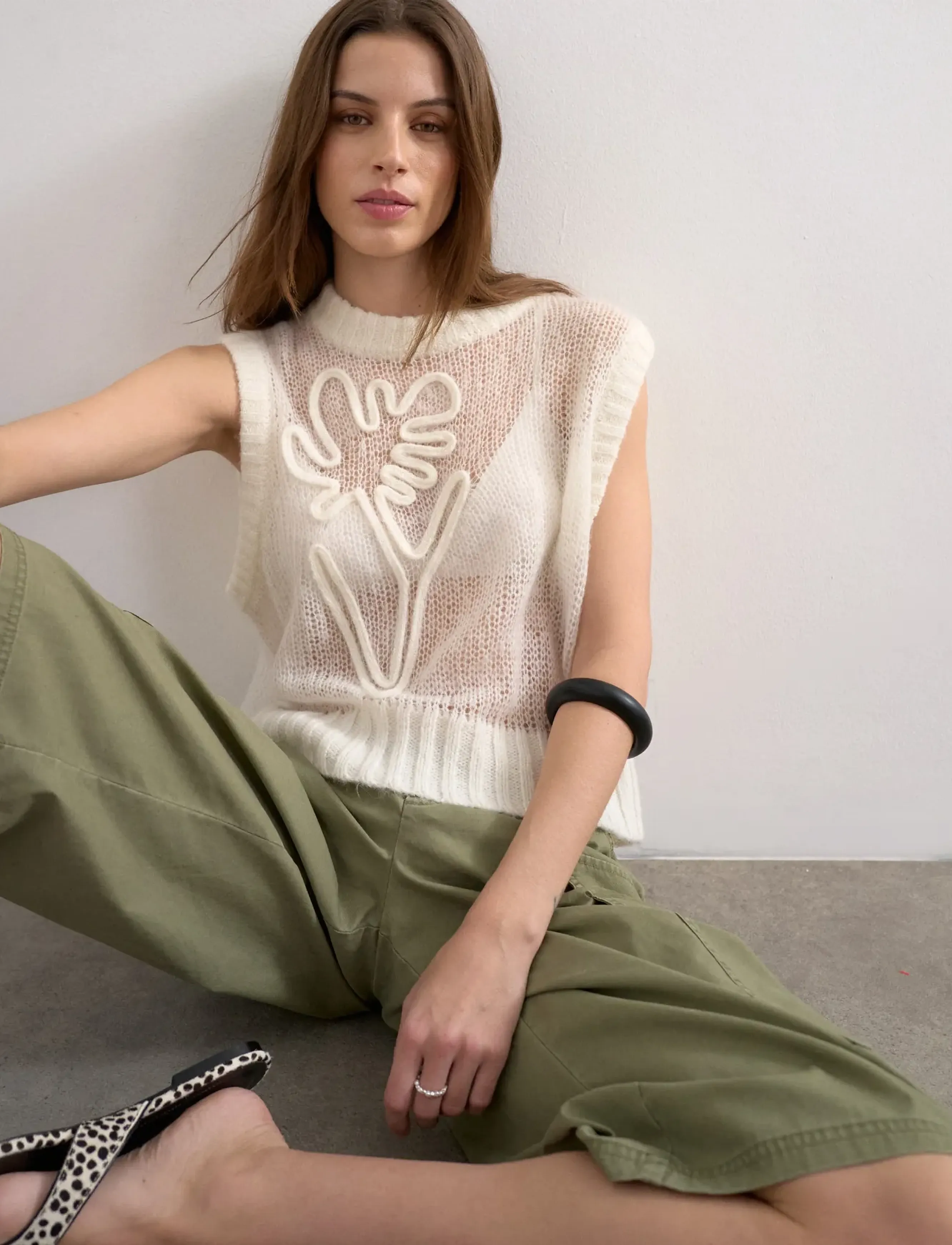 Topshop - TSJOSEPHINE EMB. SL O-NECK VEST - herbstliche kleidung - pearled ivory - 4