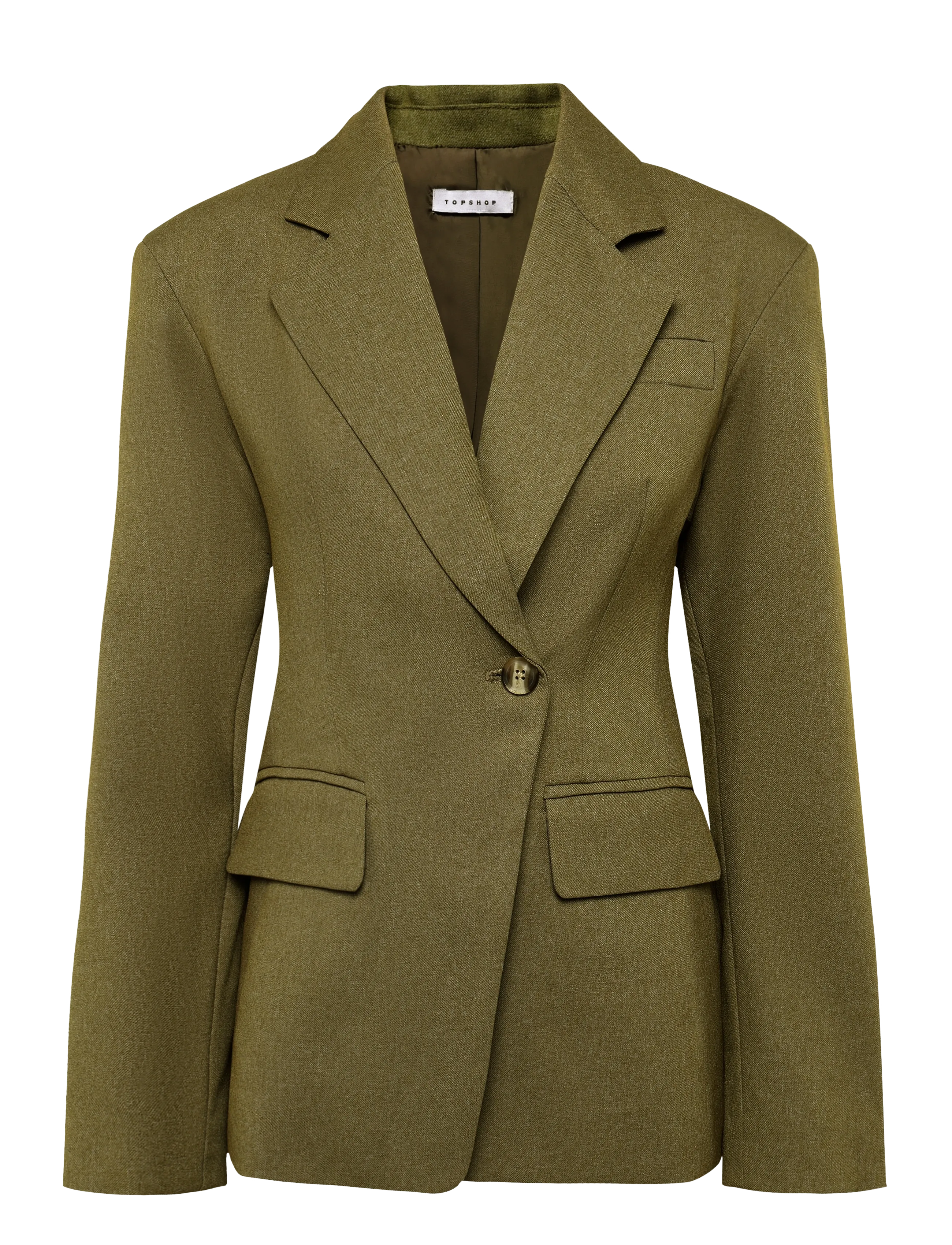 TOPSHOP Tssophia Gefüttert Schulter Blazer Khaki - 34 - Damen