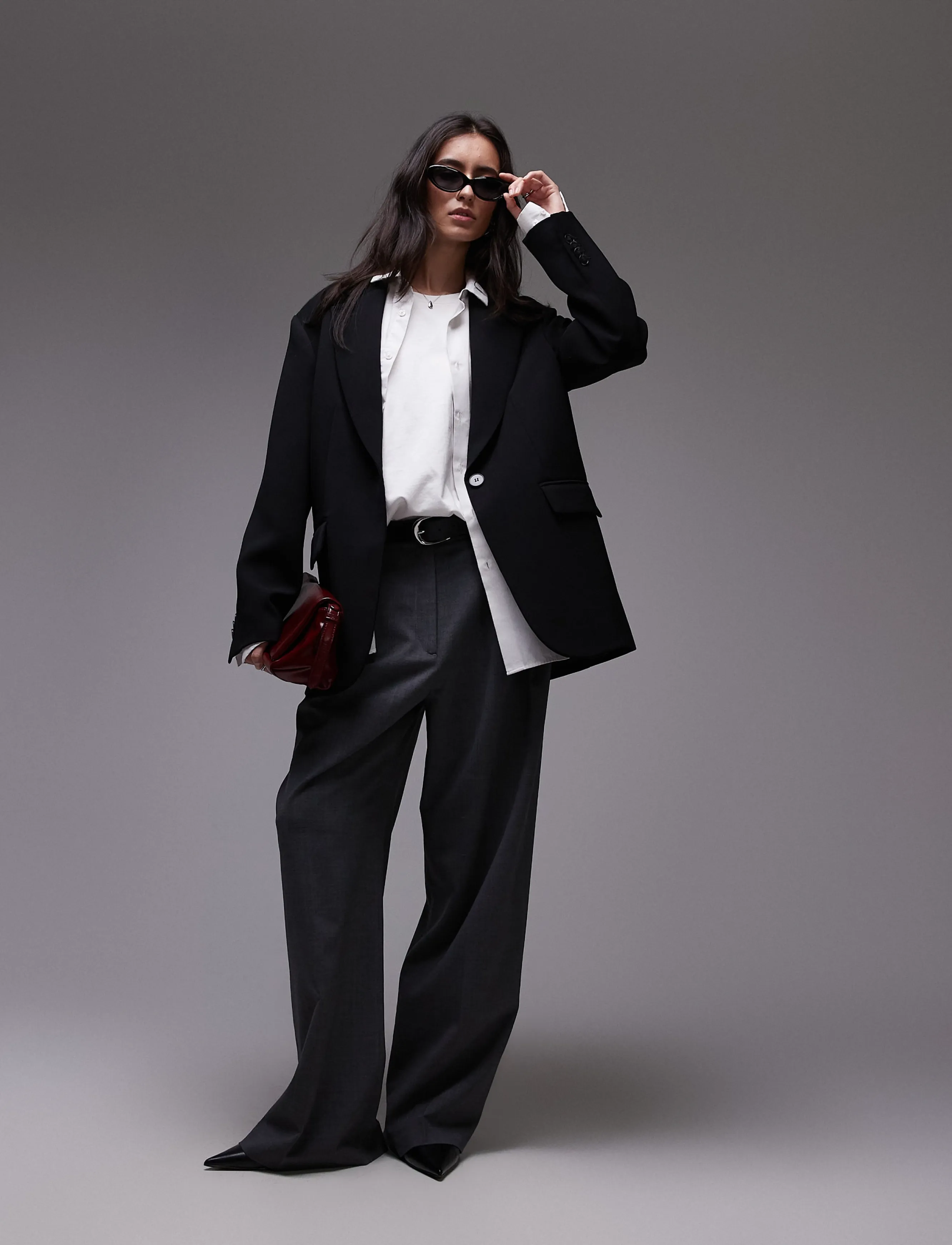 Topshop Tslouise Oversized Blazer Tlr Noos, Damen, Oversize Blazer, Schwarz, Gr.38