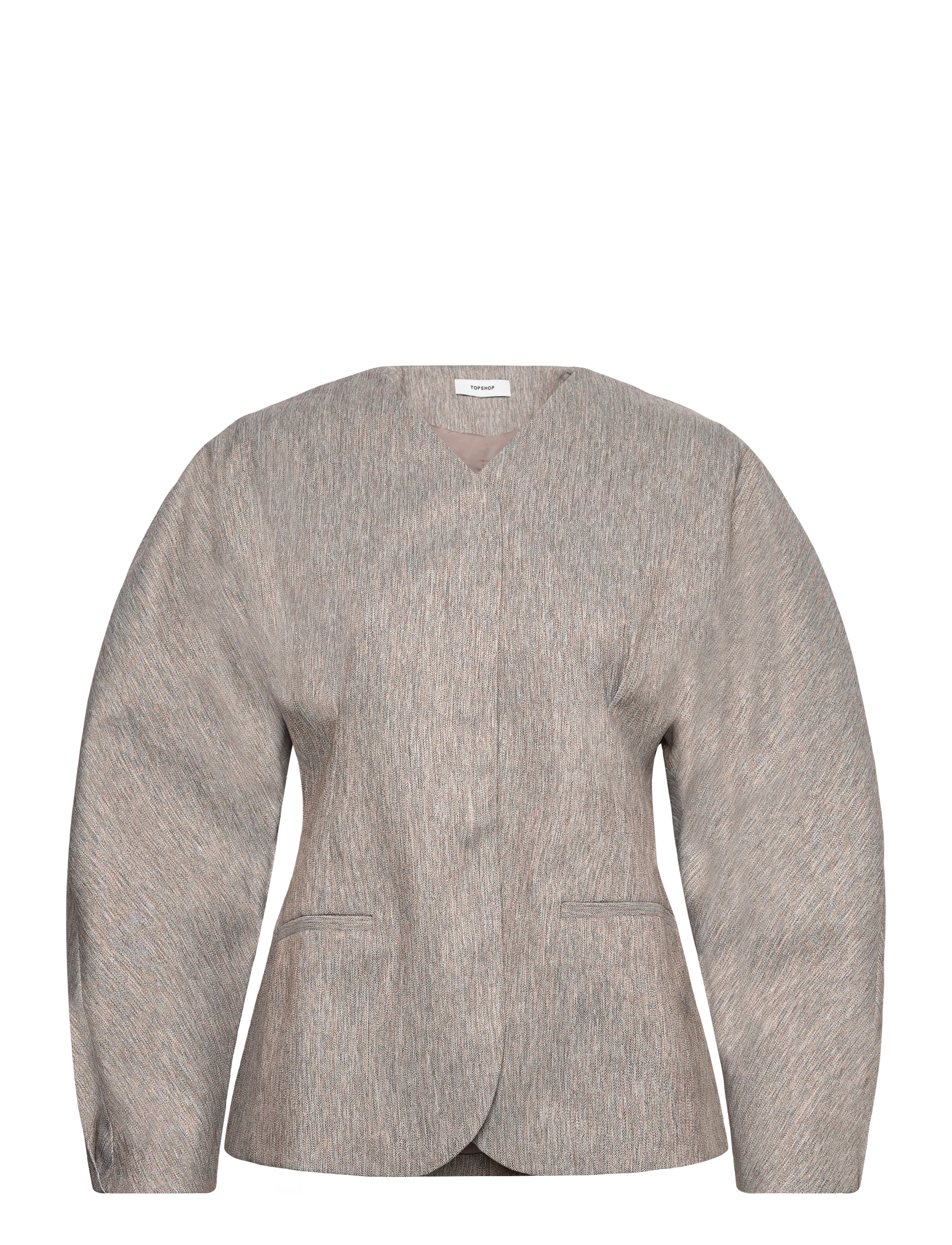 Topshop TSTONA COLLARLESS BLAZER WVN - Kvinder - SIMPLY TAUPE / beige
