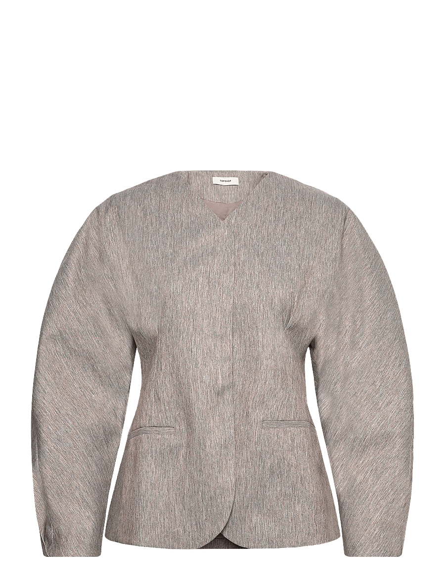 Topshop - TSTONA COLLARLESS BLAZER WVN - simply taupe - 1