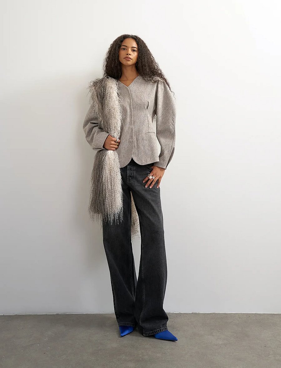 Topshop - TSTONA COLLARLESS BLAZER WVN - einreihige blazer - simply taupe - 0