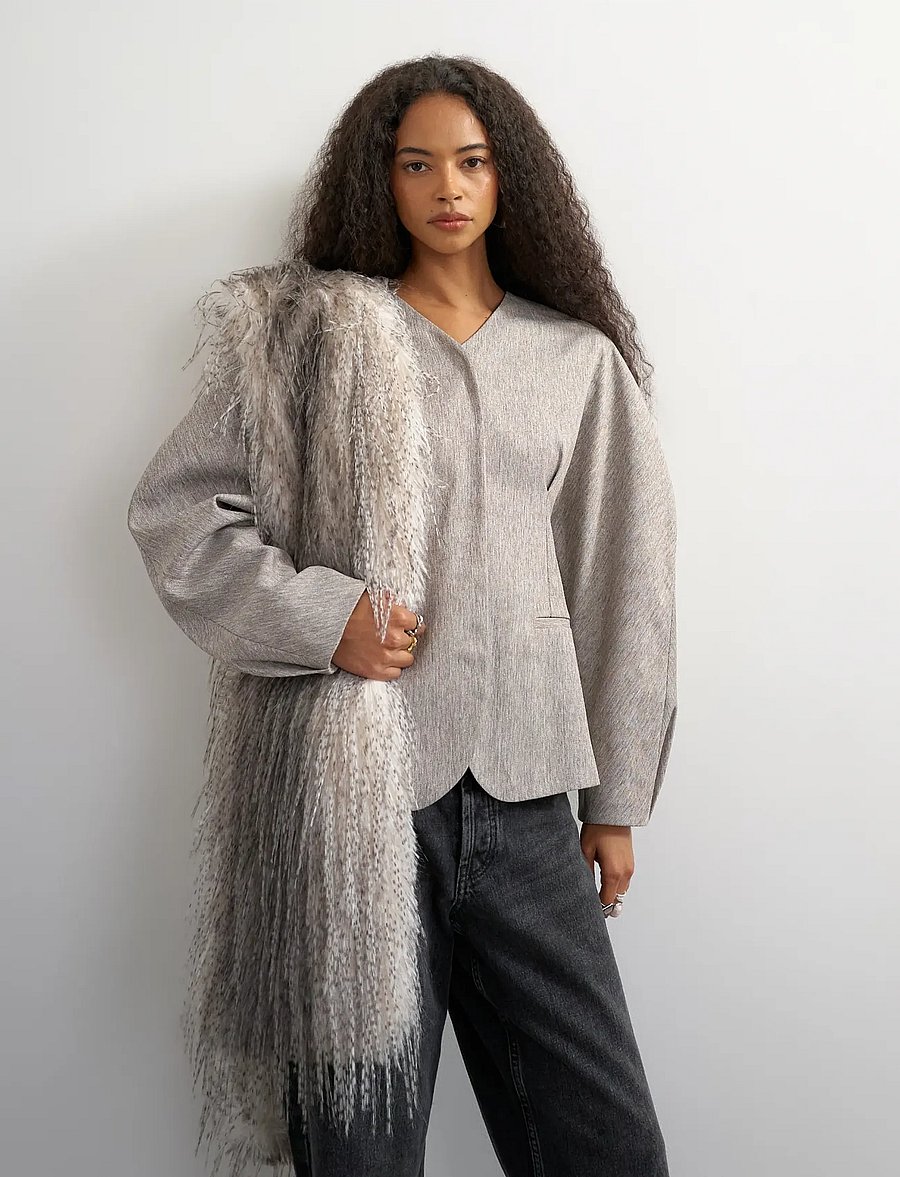 Topshop - TSTONA COLLARLESS BLAZER WVN - einreihige blazer - simply taupe - 3