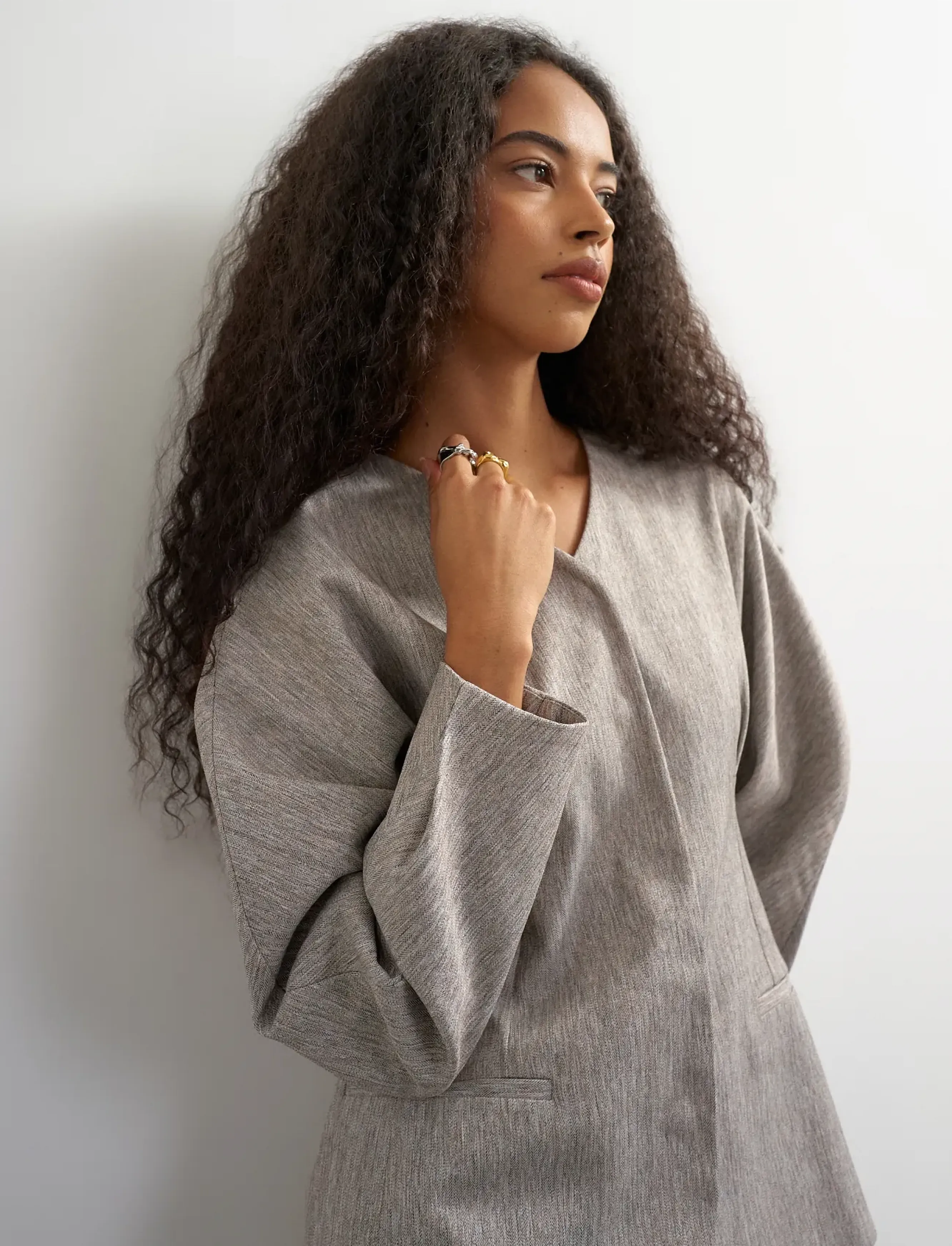 Topshop - TSTONA COLLARLESS BLAZER WVN - einreihige blazer - simply taupe - 4