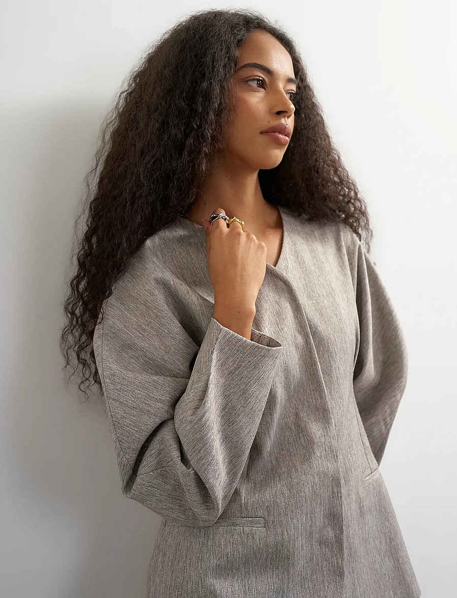 Topshop - TSTONA COLLARLESS BLAZER WVN - einreihige blazer - simply taupe - 4